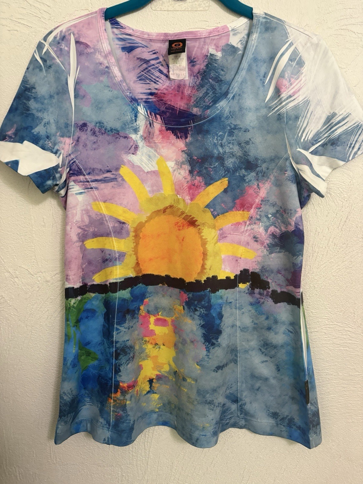 Vintage Womens Top Ojai Size M Y2K SUN & WATER Graphic Made USA