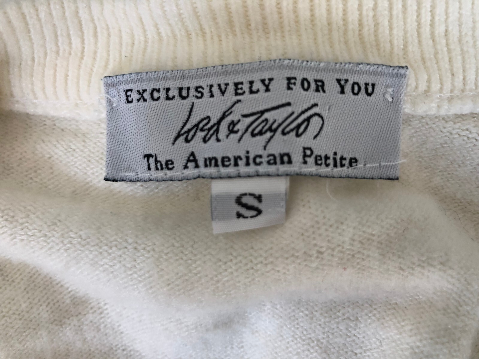 vtg Lord & Taylor Lightweight Cardigan Sweater PS Ivory Pearl Buttons USA
