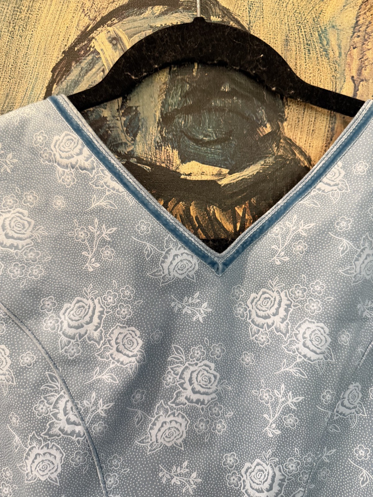 Vintage Angermaier Wenger Austrian Dirndl Dress Blue Floral Cotton Size 48