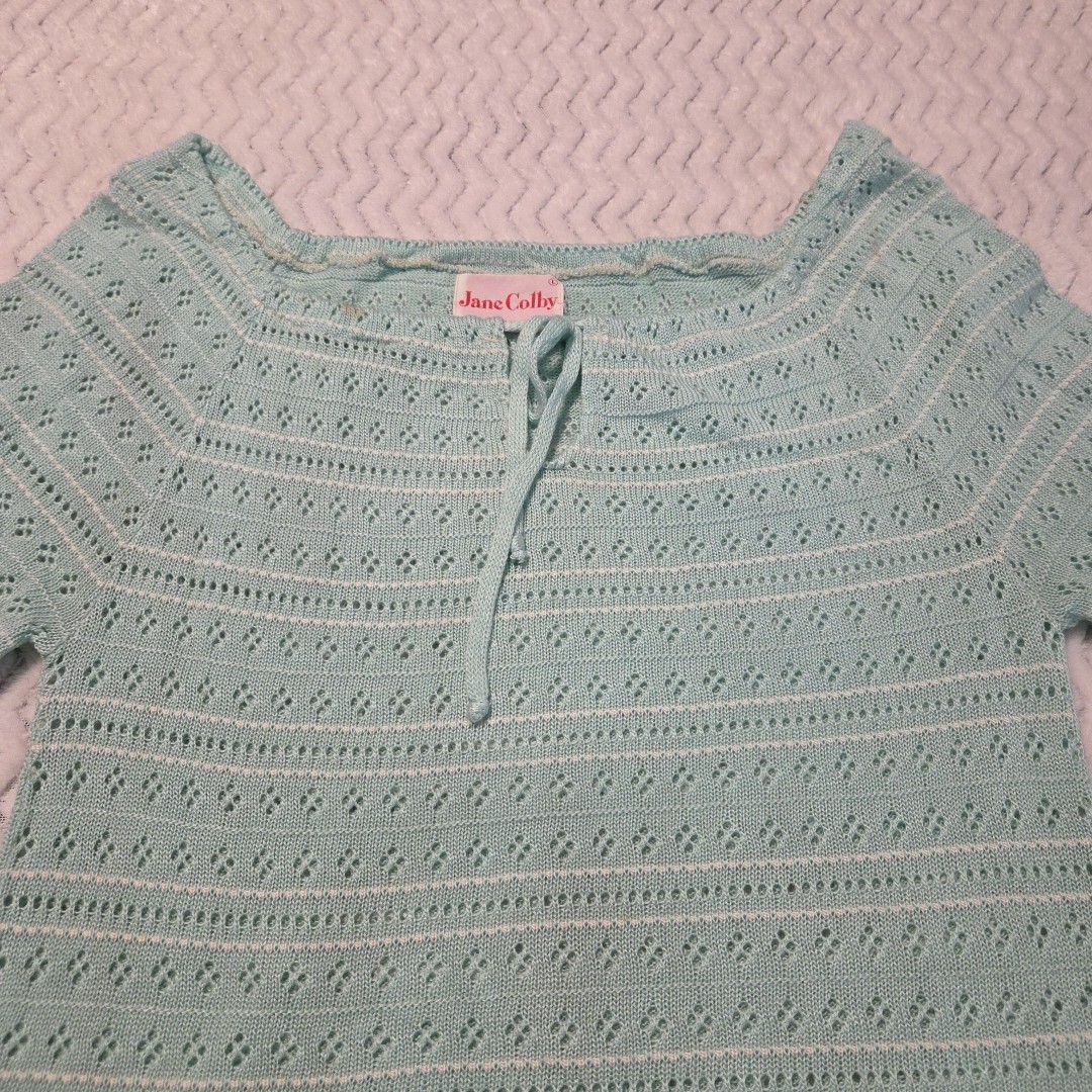 Vintage Jane Colby Green Knit Top 1970s