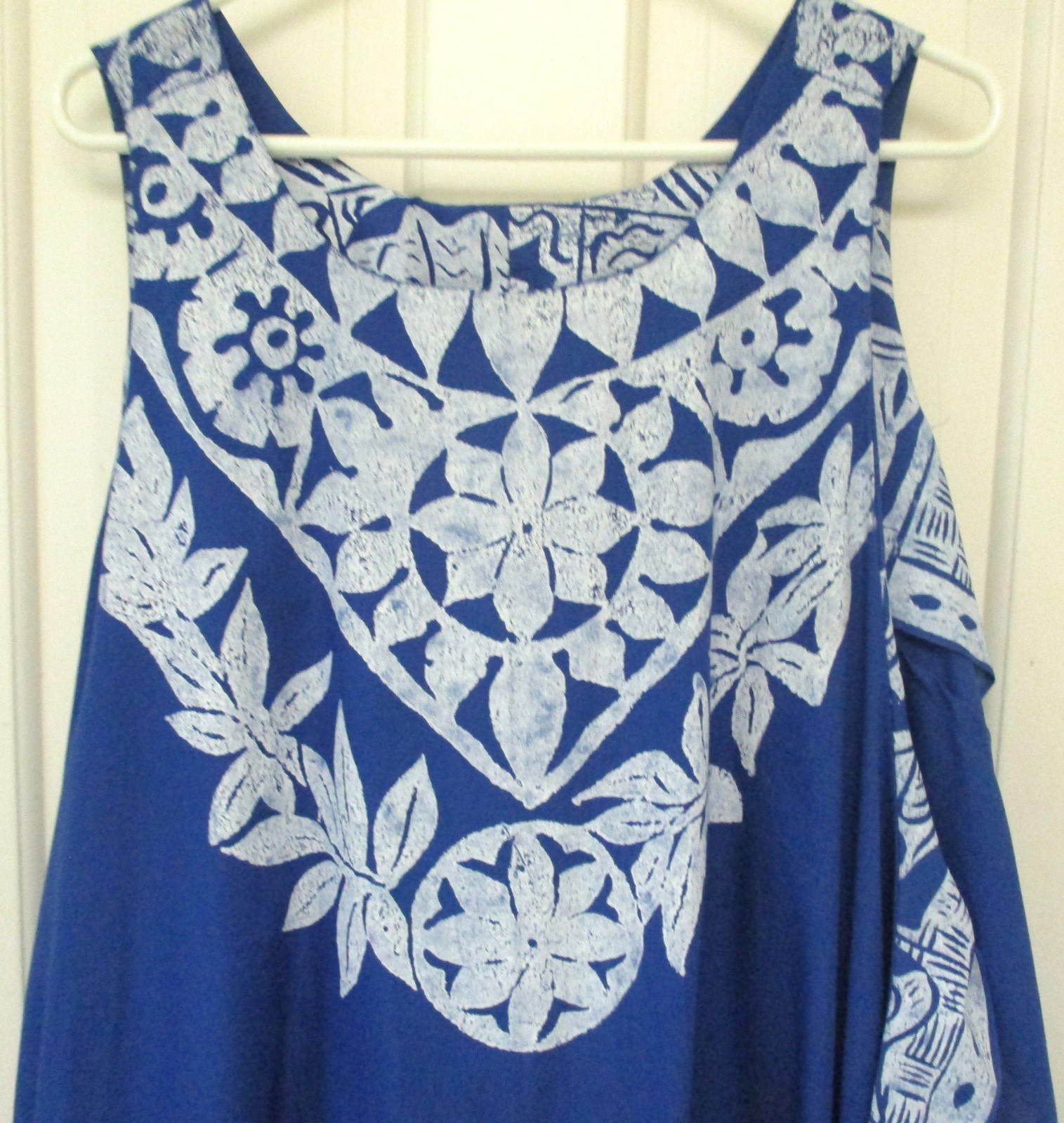 MCM 1970s AUSTRALIAN INDIGENOUS COTTON BLOCK PRINT DRESS ONE SIZE HAND DYED NOS