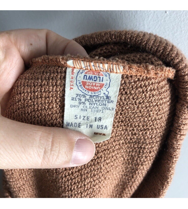 Venice Knitting Mills Womens Size 18 Union Made Rose Gold Skirt Vintage Granny