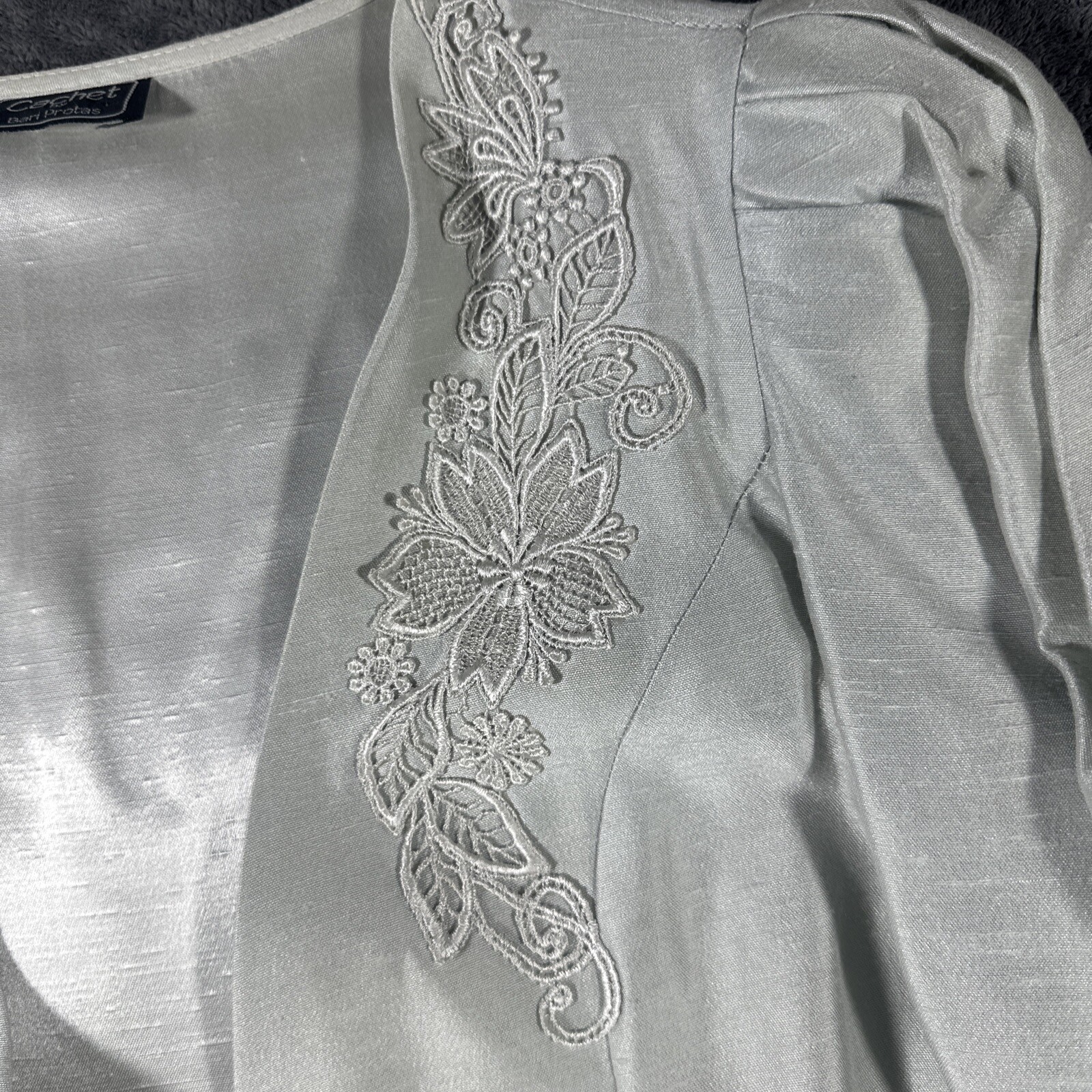 Vintage Evening Jacket Brocade SzM Cachet By Bari Protas Oyster Silk Blend 80s