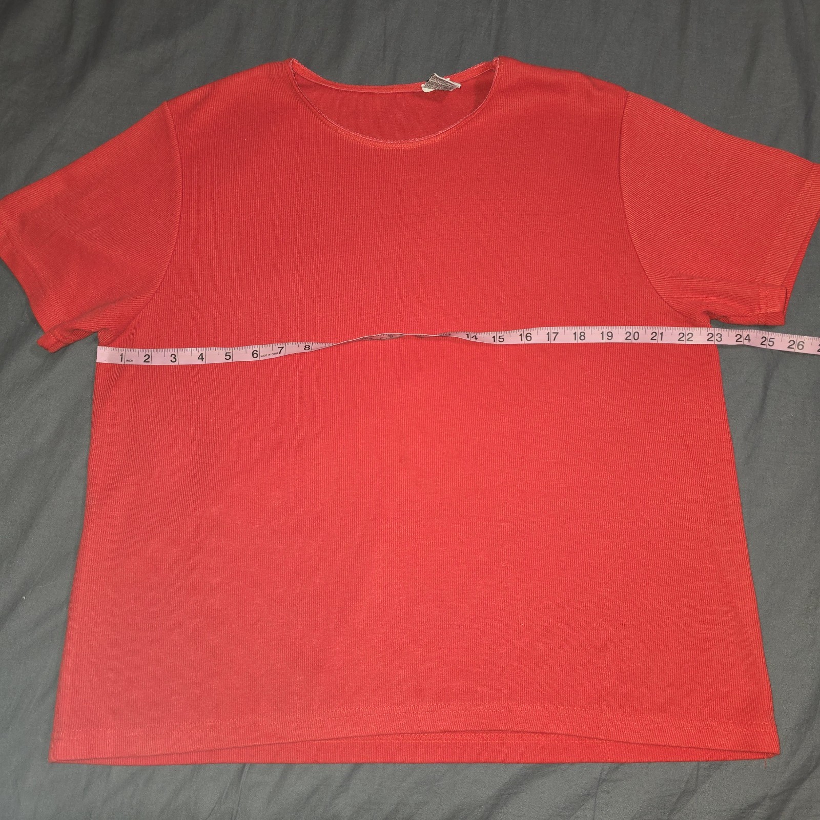 VTG Retro Basics Red Ribbed T-Shirt Sz 1X Made in Korea 90s Y2K Normcore