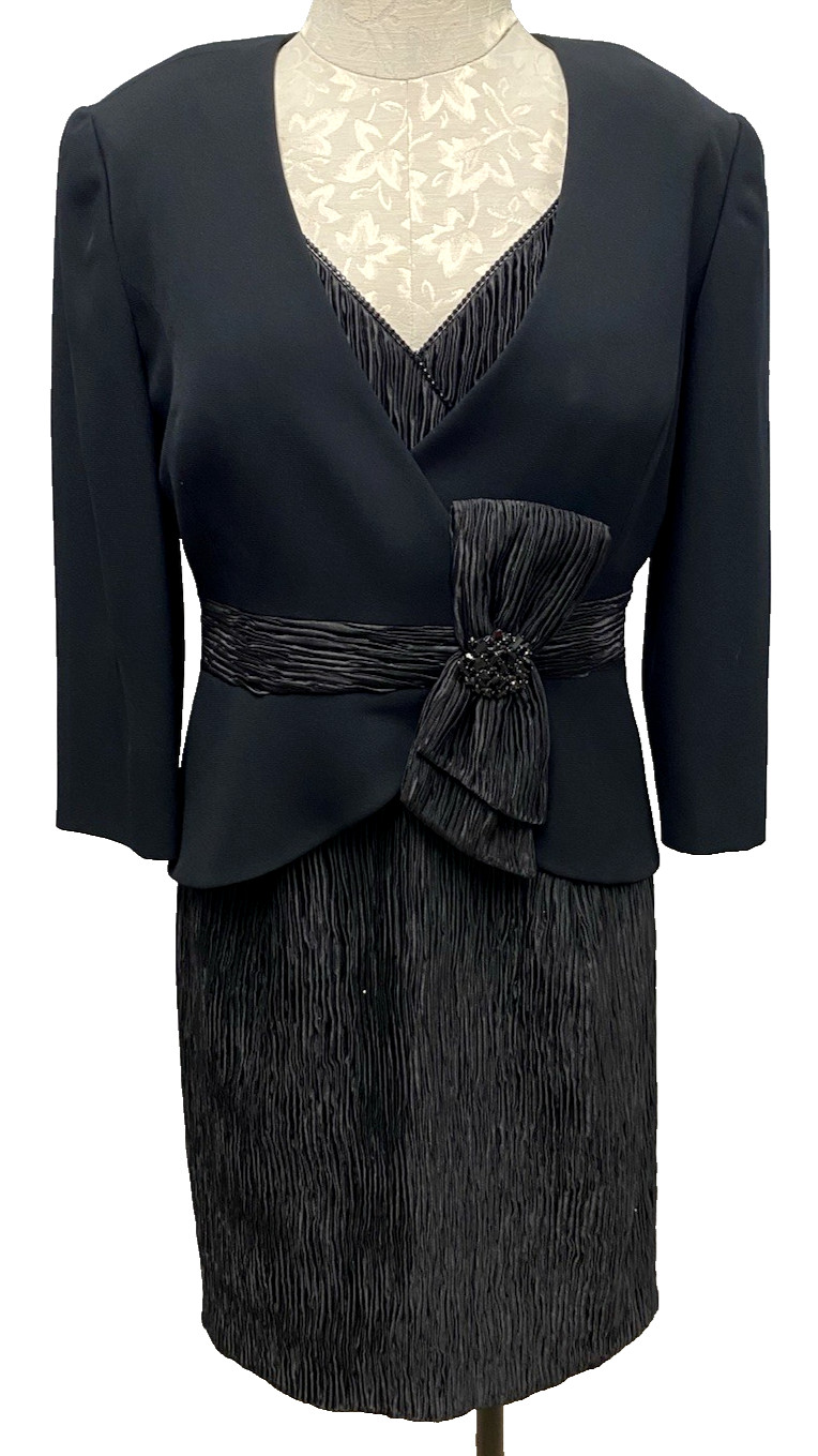 Vintage Daymor Couture 2 Piece Crepe Dress w/ Matching Jacket Women’s 8