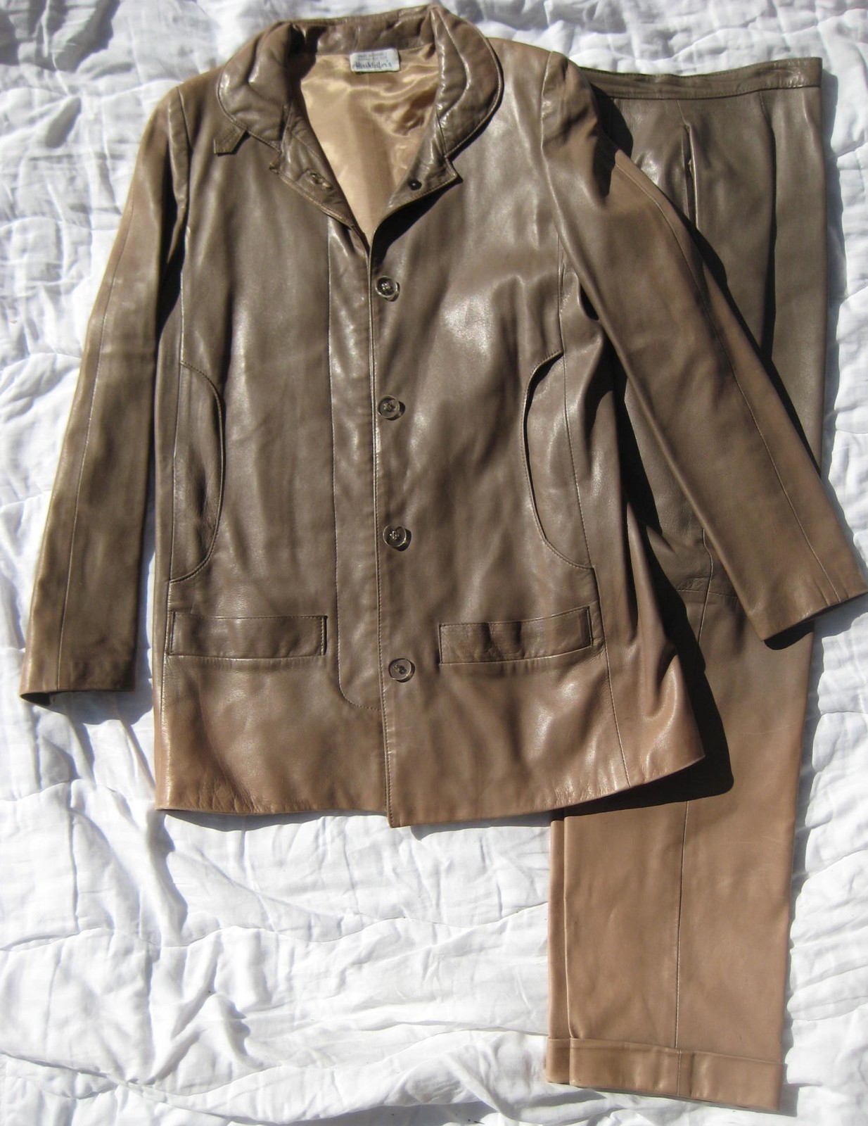 Vintage Karl Lagerfeld Chloe leather JACKET & PANTS couture suit set coat retro