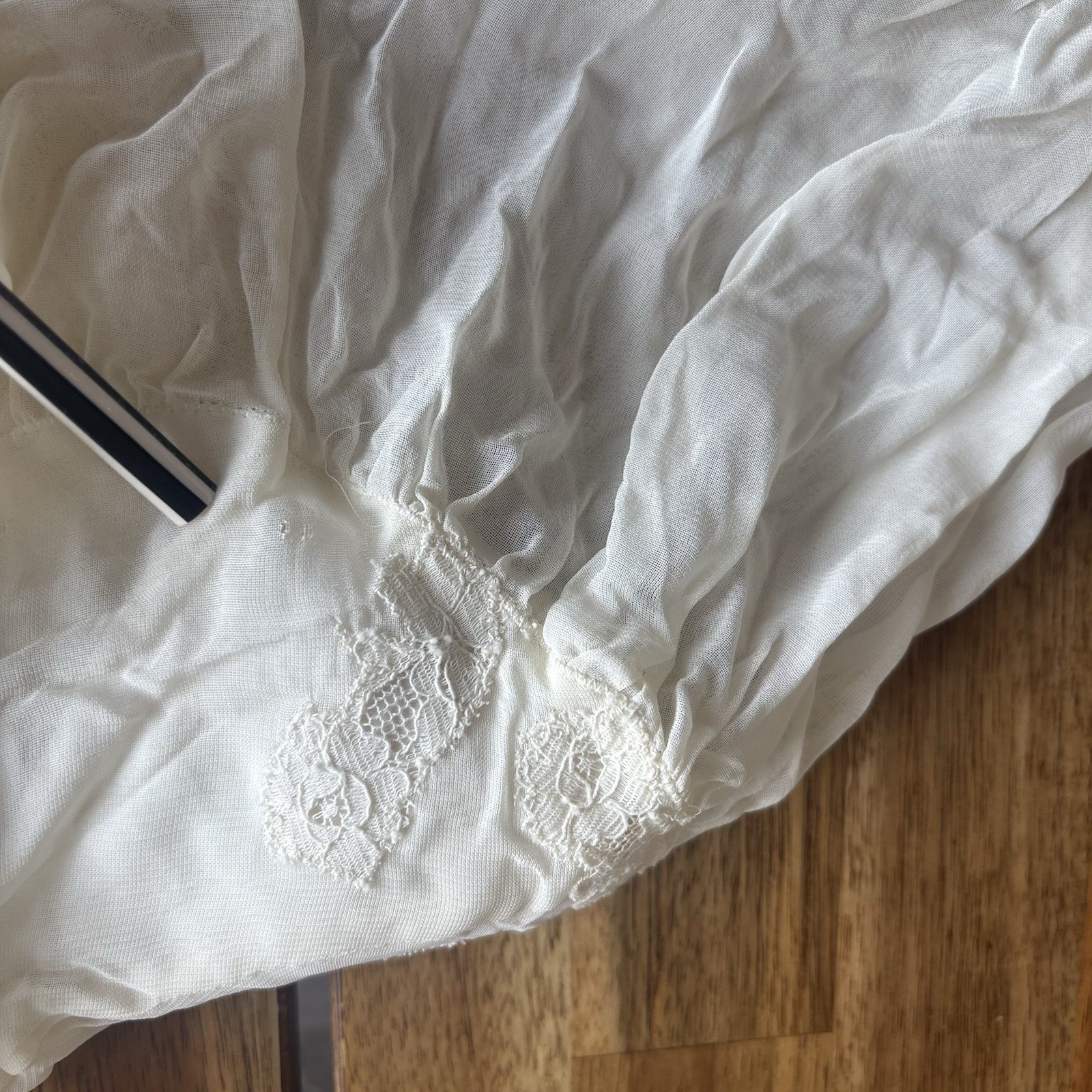 Vintage Edwardian Sheer Nightgown Lace Robe Ethereal Victorian Sheer FLAWS~AS IS
