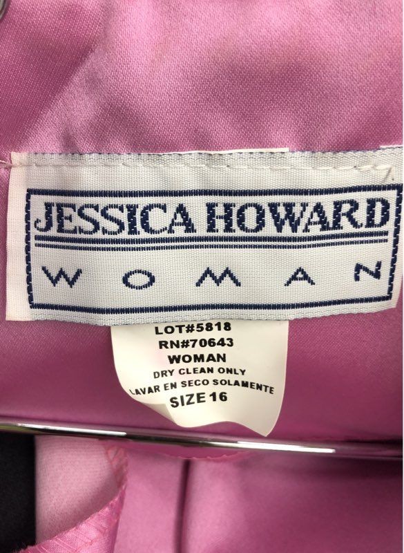 Jessica Howard Women’s Black Pink Contrast Lapel 3/4 Sleeve Blazer Jacket Sz 16