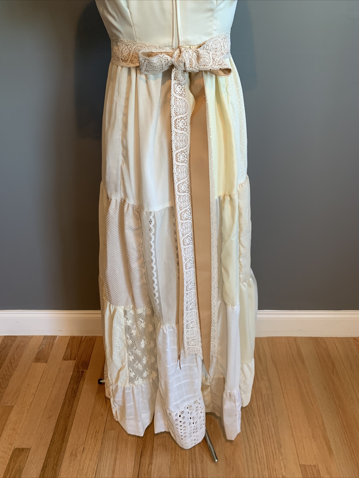 Vintage Country Elegance Patchwork Lace Cottagecore Boho Wedding Dress