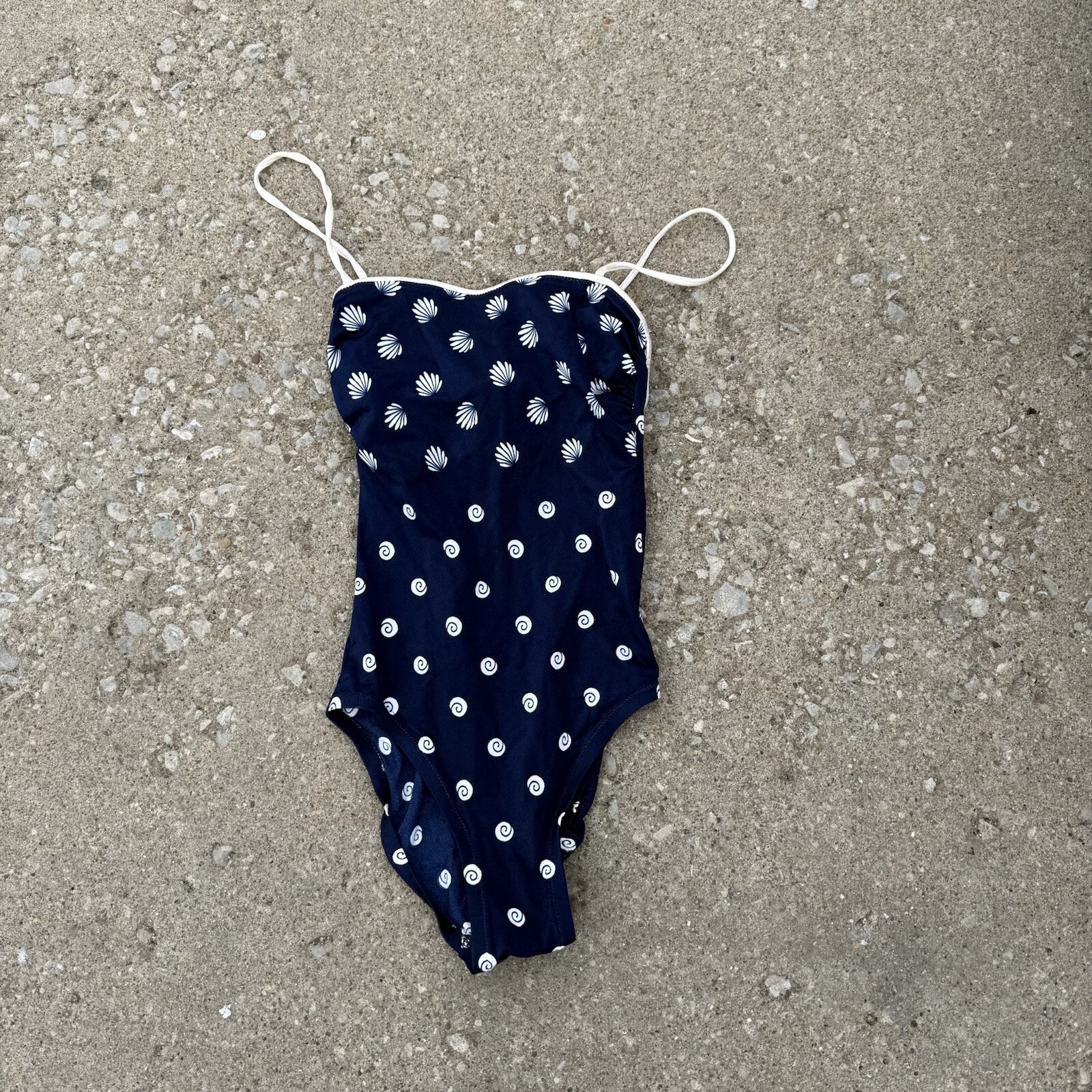 VTG DeWeese Designs 60’s Bathing Suit One Piece Navy Sz 10/32 Sof Cup Bra Nautic
