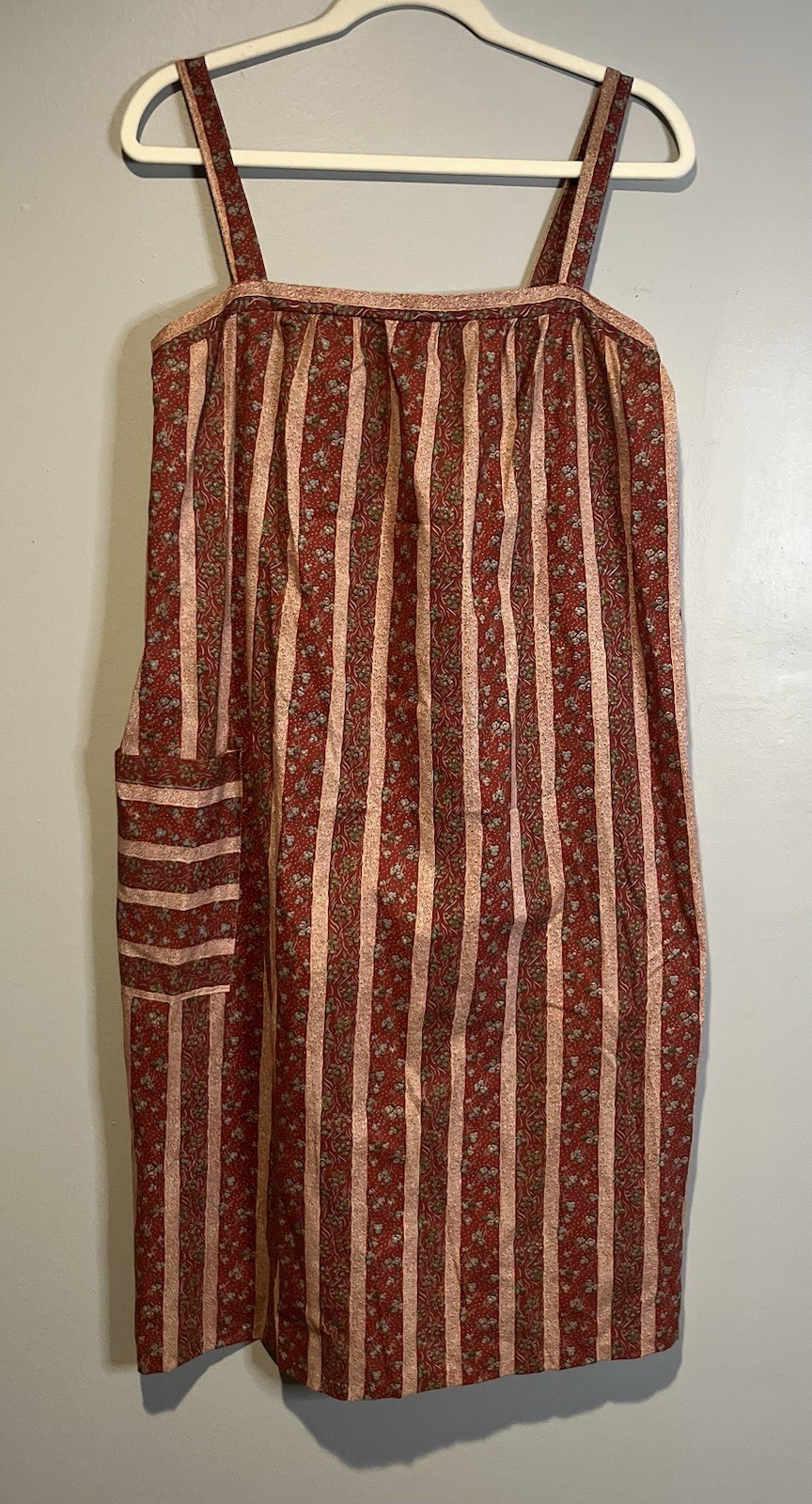Vintage 70’s RN42529 Sanmark Ind. Striped Floral House Dress Sz L Made In USA