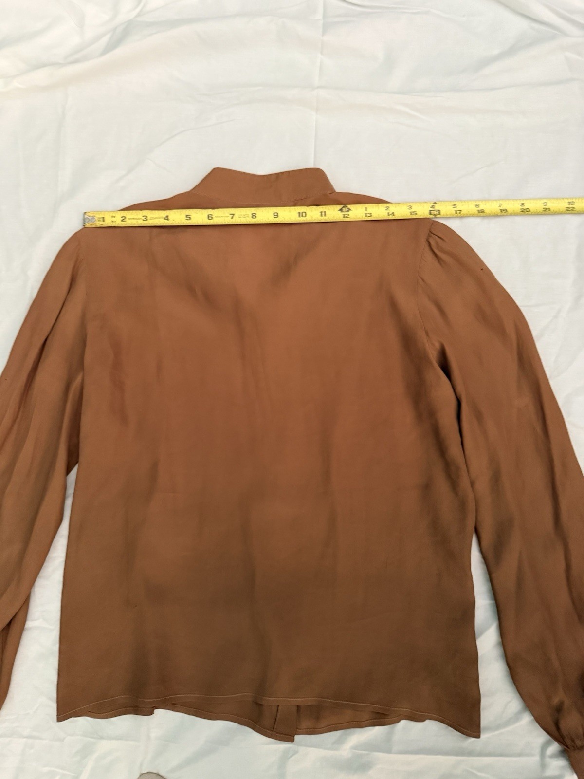 Vtg Mario Pucci Cecconi Italy Blouse Feathers Long Sleeve Brown Button Top Shirt