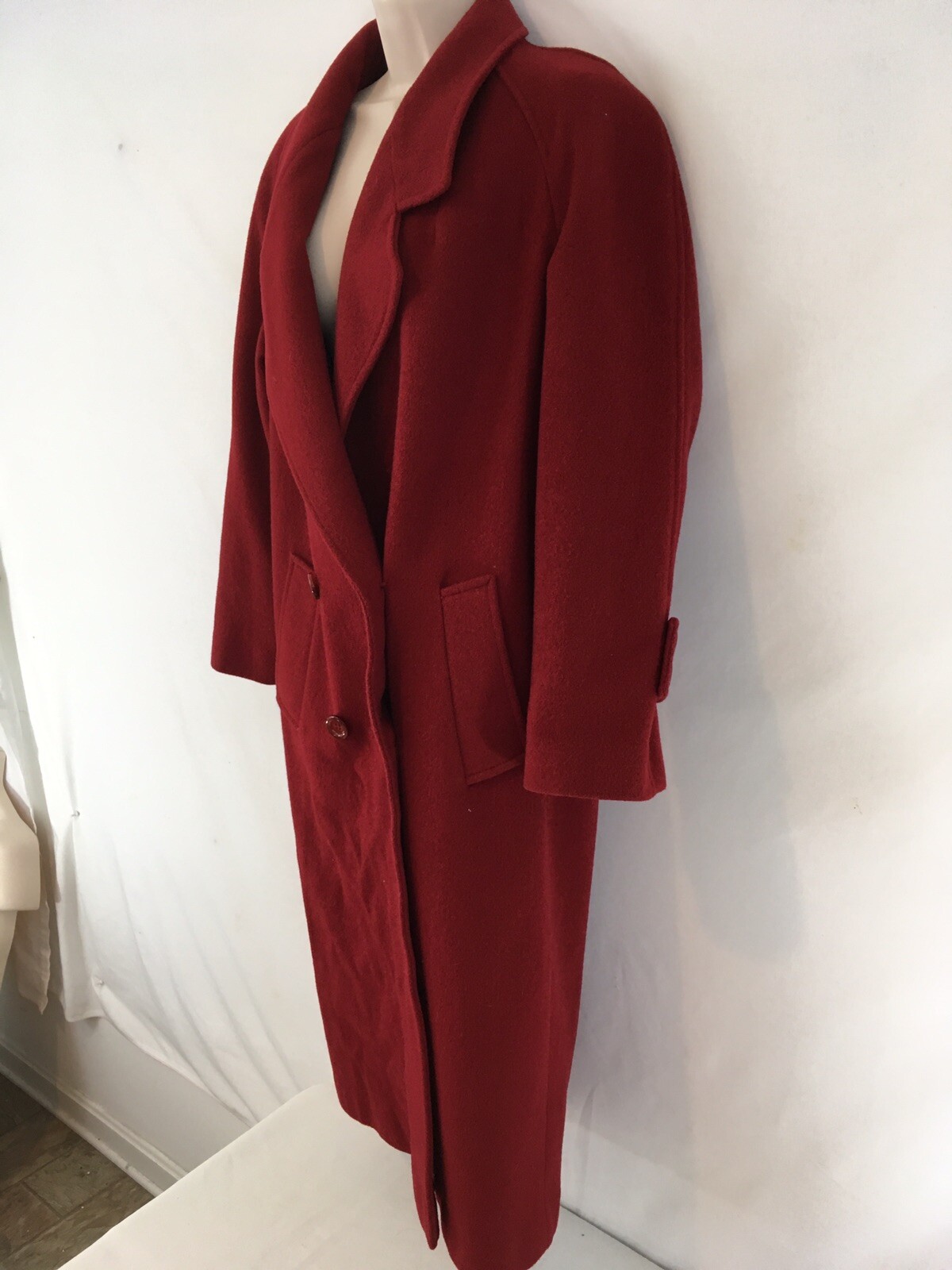 Andrea Marin sz 10 Red Avant Garde USA Made Vtg 80s Lined Wool Maxi Coat