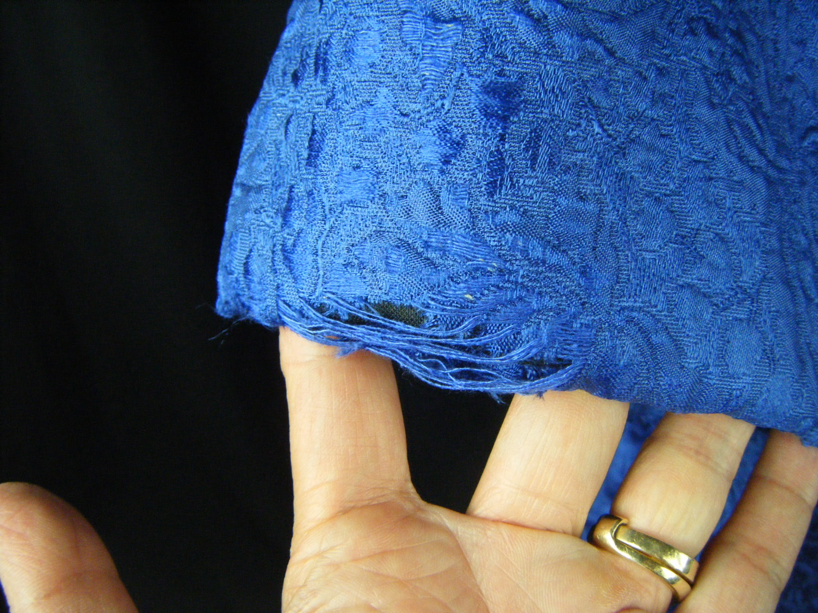 BEN ZUCKERMAN Vtg 50s Royal Blue Floral Brocade Swing Jacket-Bust 43/M-L