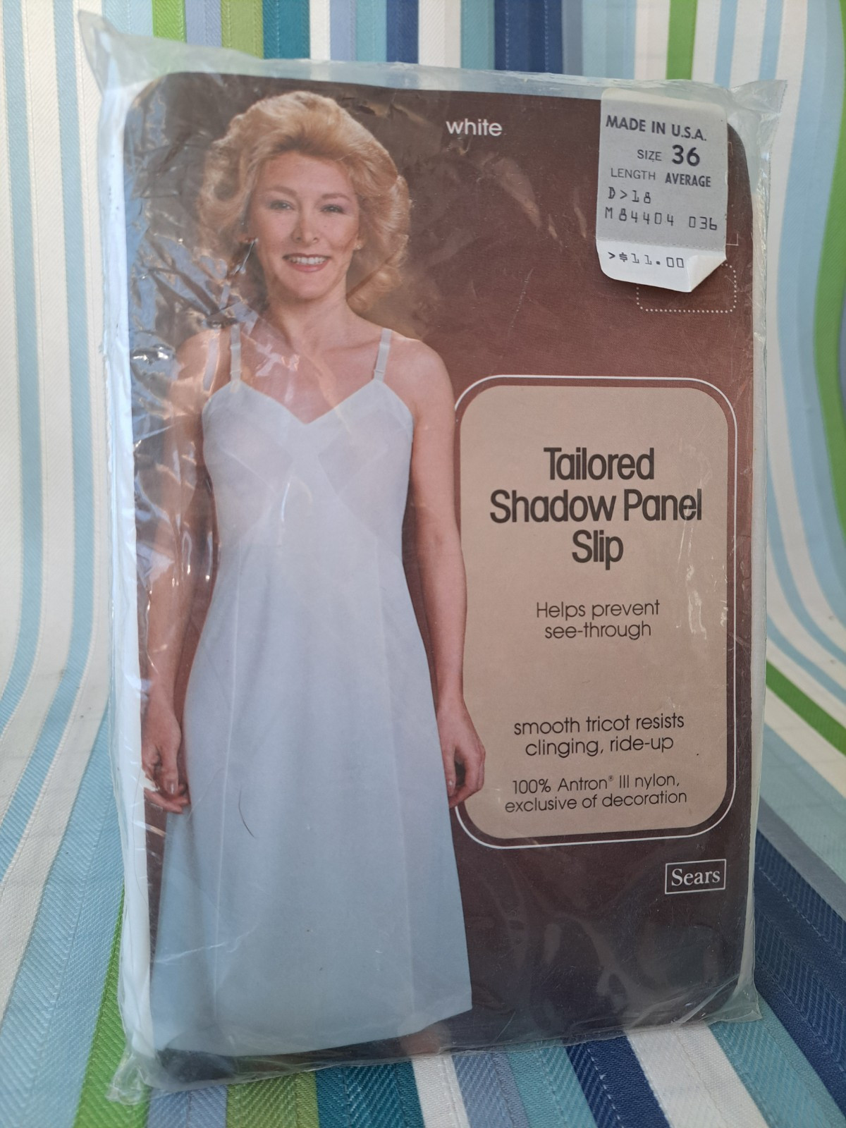 Vintage Sears Tailored Shadow Panel Slip 100% Antron Nylon Ivory Size 36 1 BIN14