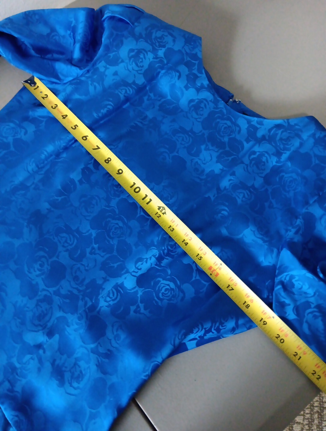 80’s Dress Size 10 Royal Blue 100% Silk Ruffles Modest Wedding Tea Party Granny