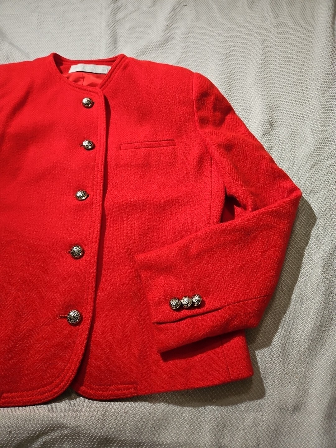 Evan Picone Jacket Womens Size 4 Red Vintage Wool Jacket Metal Button Capsule