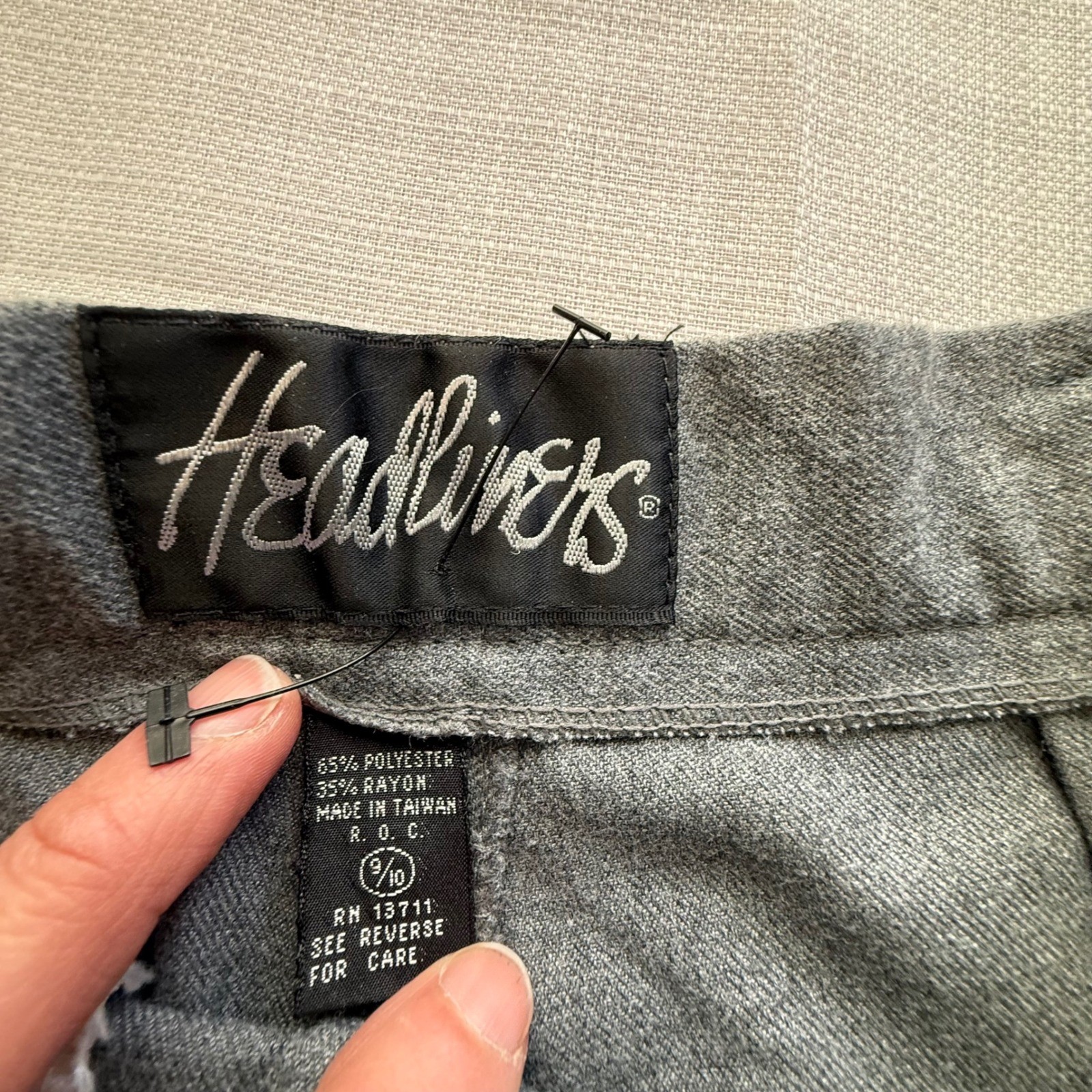 Headliners Vintage 90s Heather Grey Pleated High Waisted Trousers Size 9/10