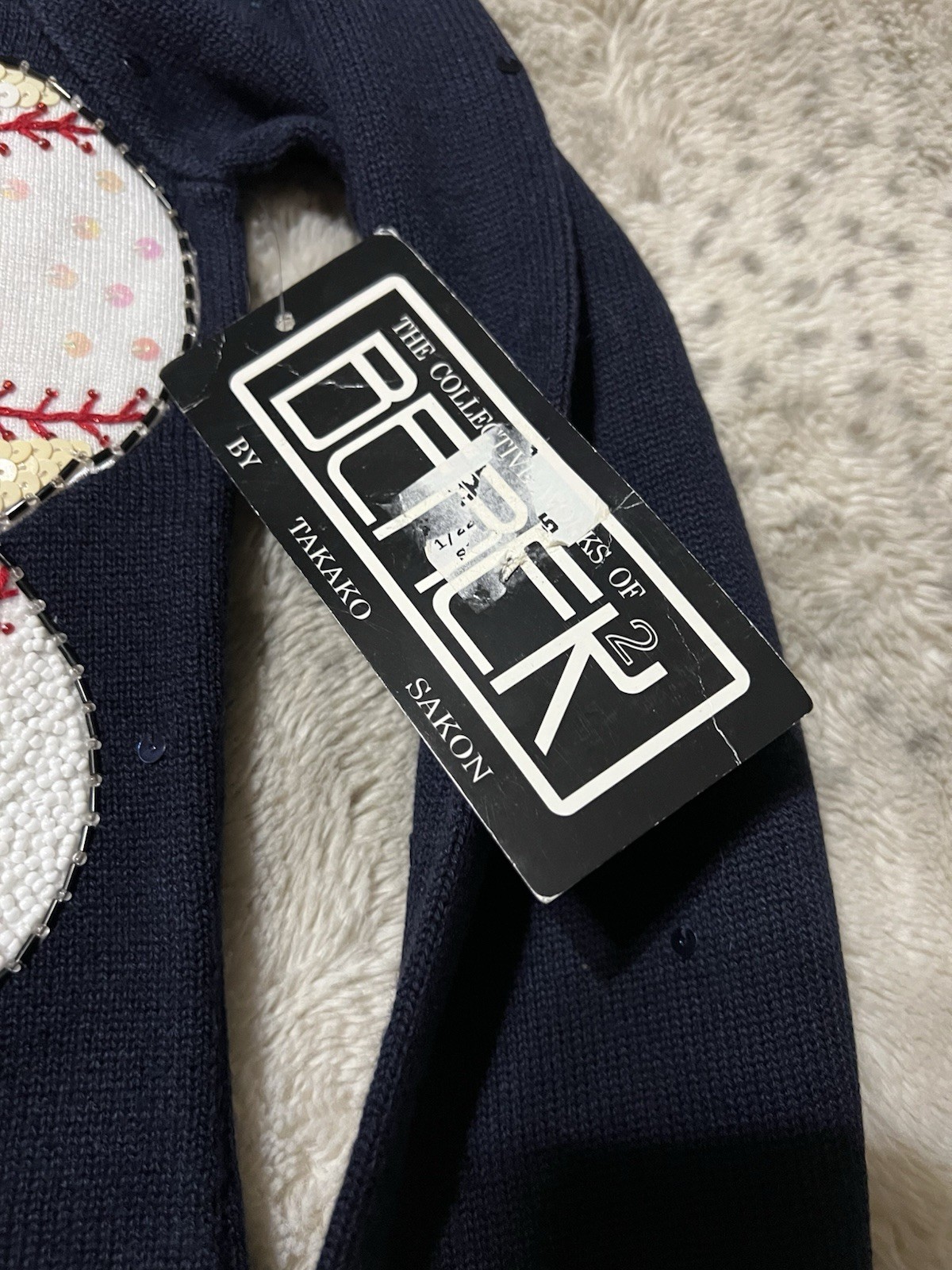 BEREK 2 Vintage Baseball Sweater Zip Up Cardigan Navy Blue Size Medium NWT