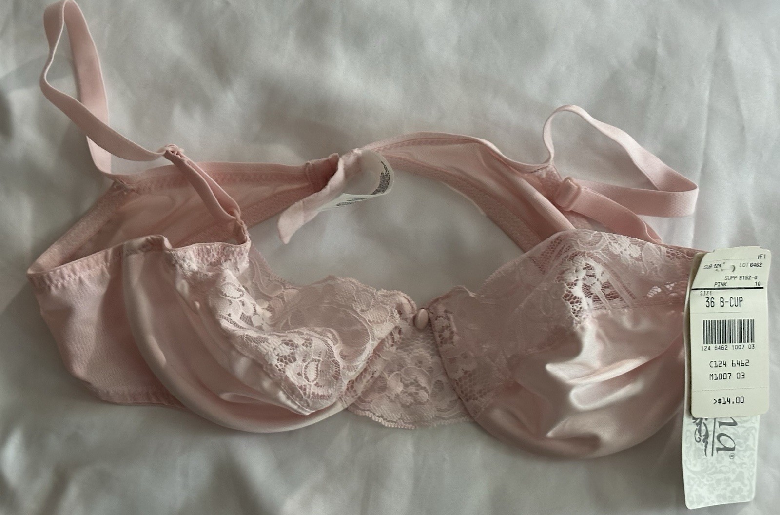 Vintage Adonna Pink Lace bra 36B NWT NEW Made In USA