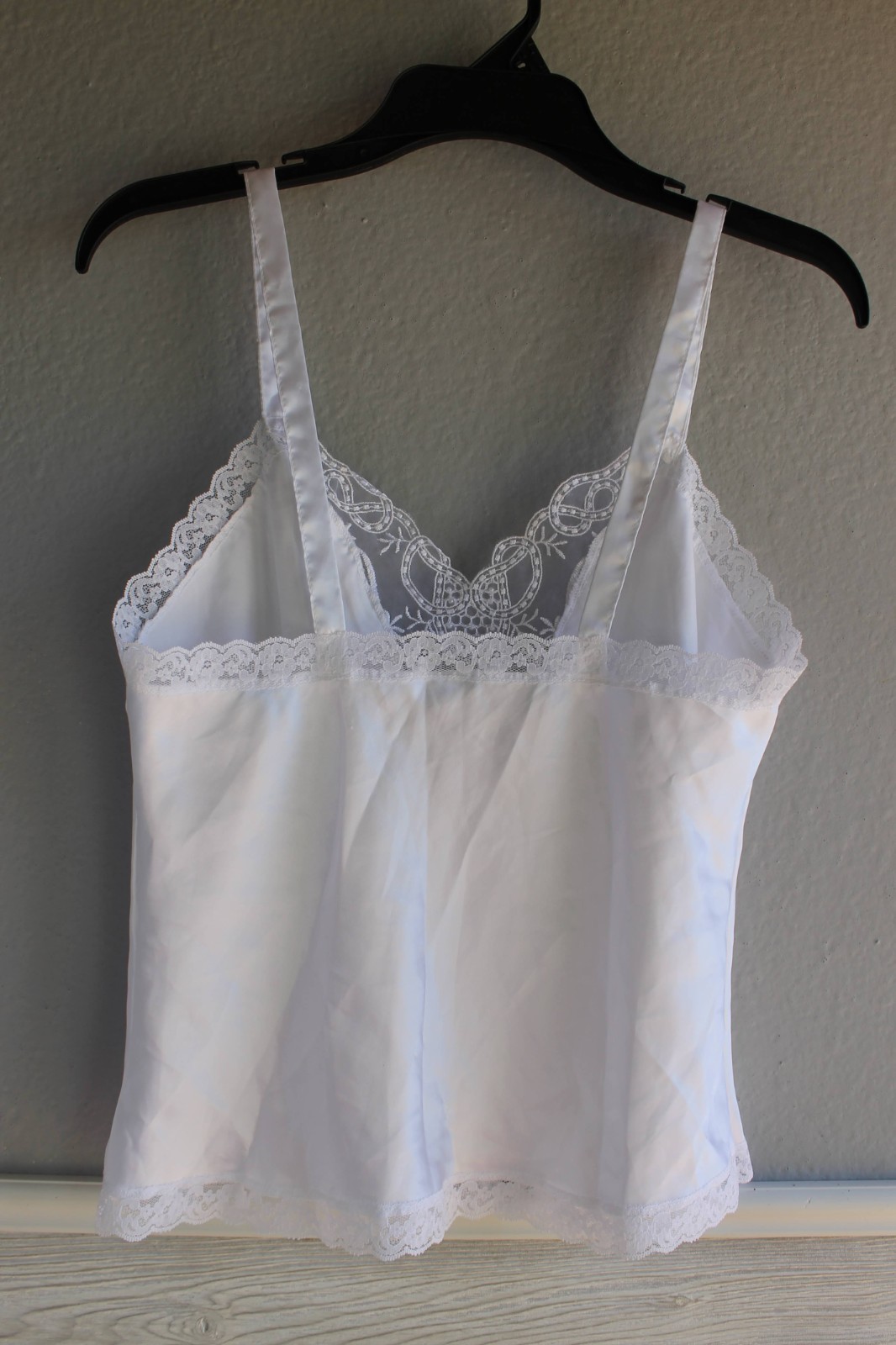 Vintage Body Chic Lingerie Set White Satin Lace Camisole Tap Shorts Bridal Med