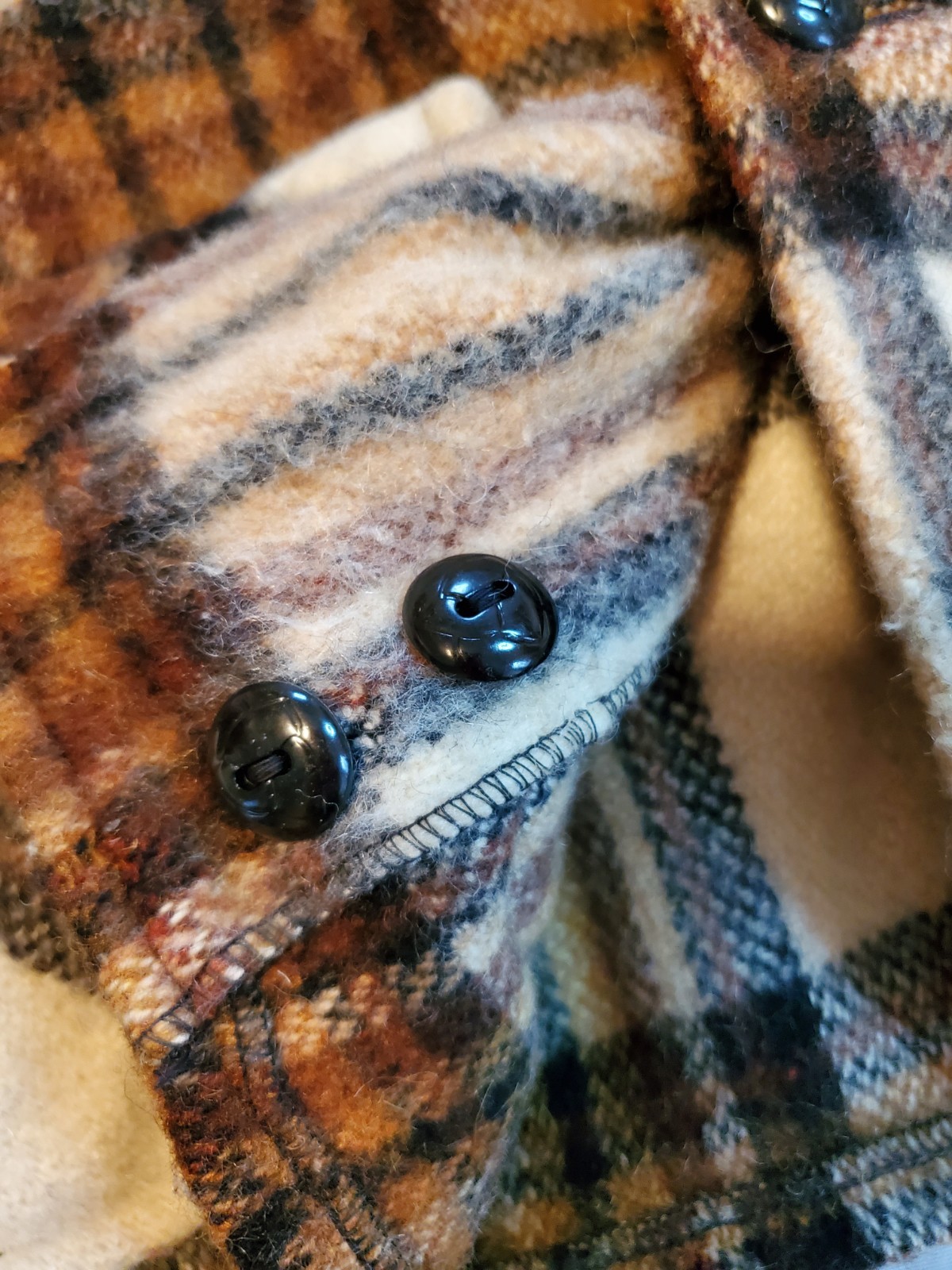 Vintage Wool Mohair Brown Plaid Canadian Camper Coat Bell Shirt Womens Medium