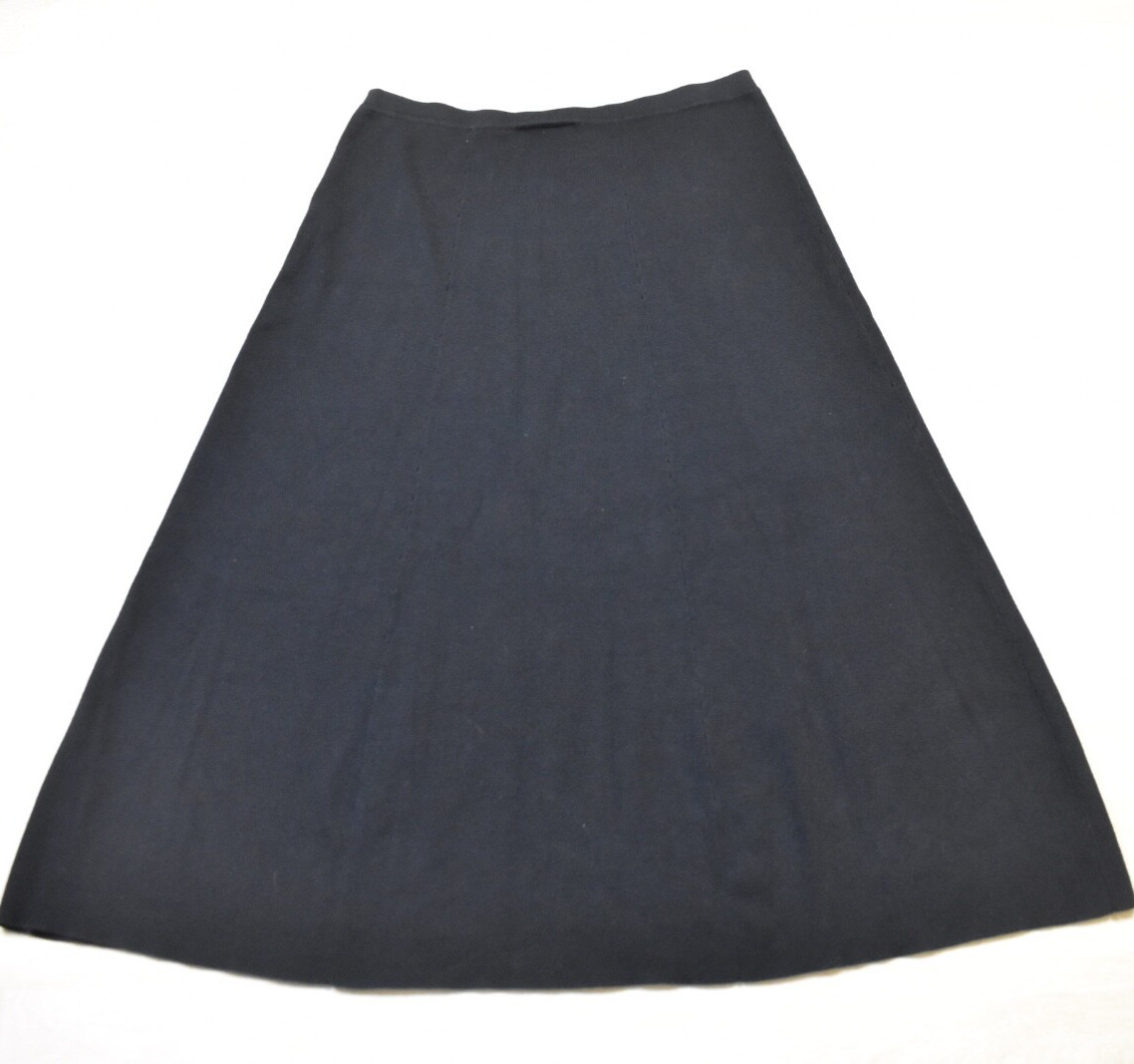 90s Linea Knit A Line Midi Skirt Cotton Acrylic Black Size Large VTG