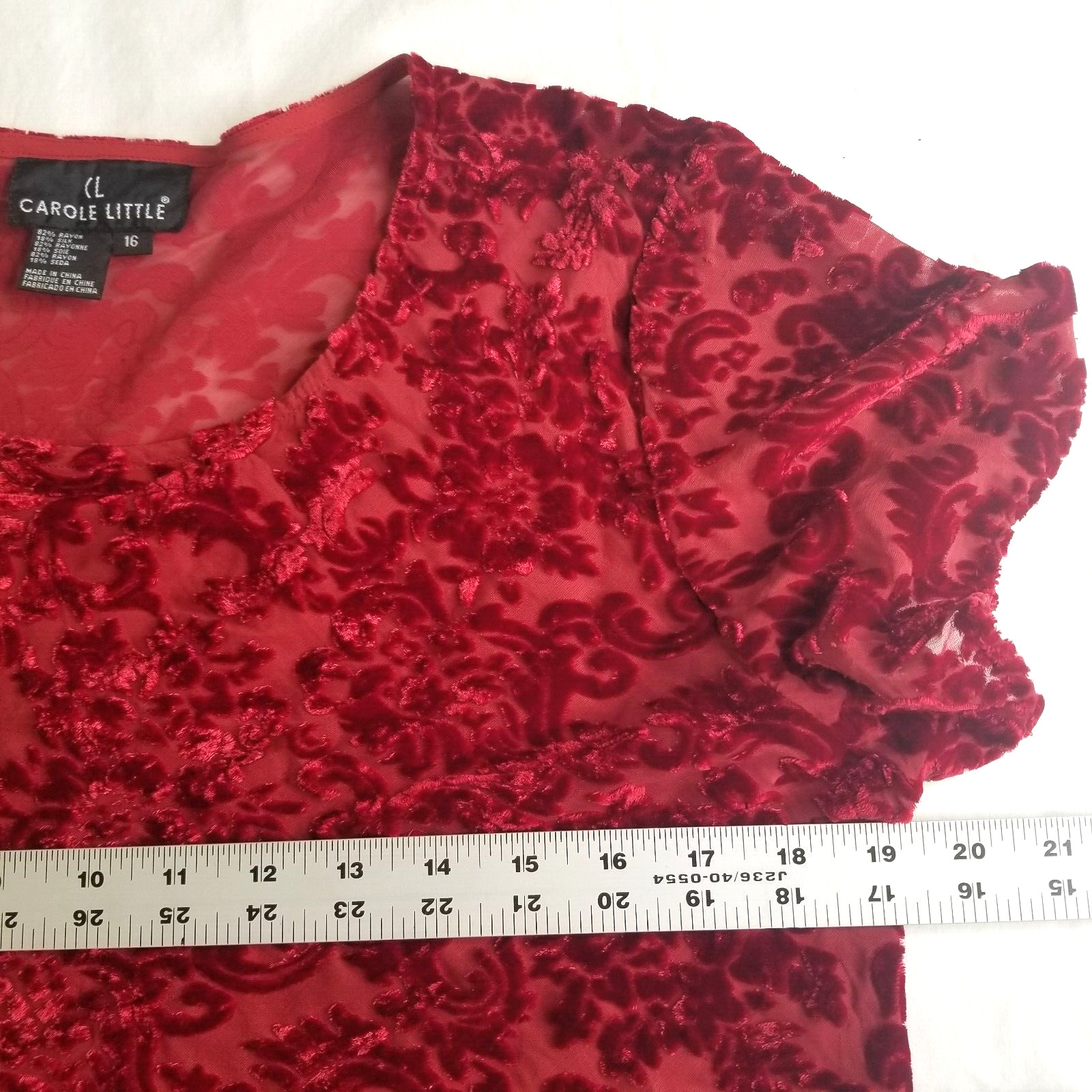 Carole Little 3 Piece red velour maxi skirt top W/ jacket L/16 Evening Party