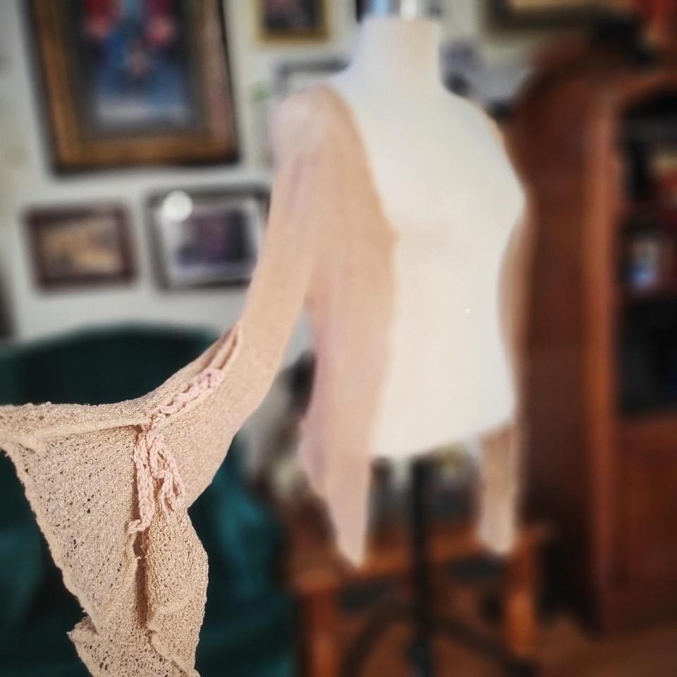 Classic Cream Knit Cardigan by Purp7e Vintage Y2K Early 2000s Bell Sleeve Cute