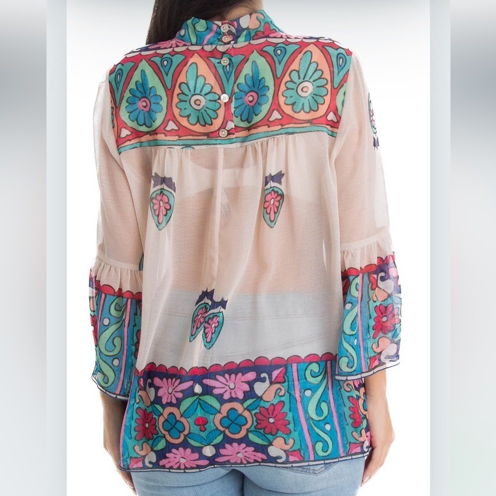 ANNA Sui vintage sheer Boho Style Blouse size M