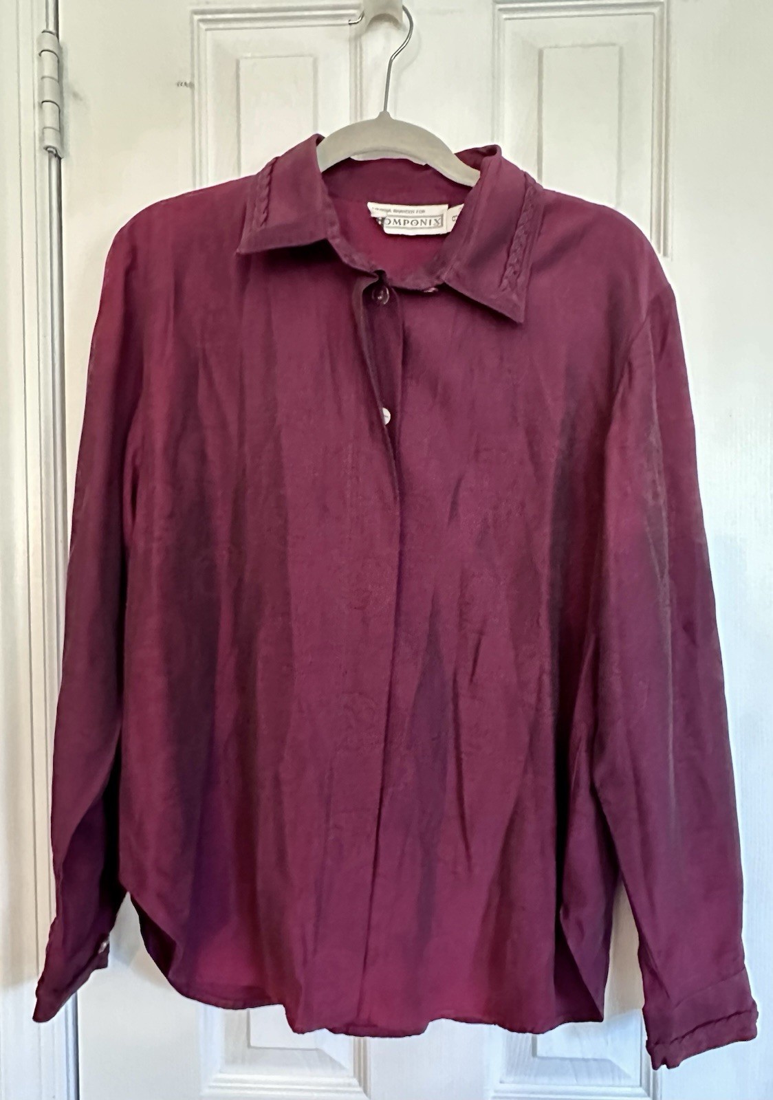 Vtg 80s/90s Marsha Brander for Componix Burgundy Blouse Top