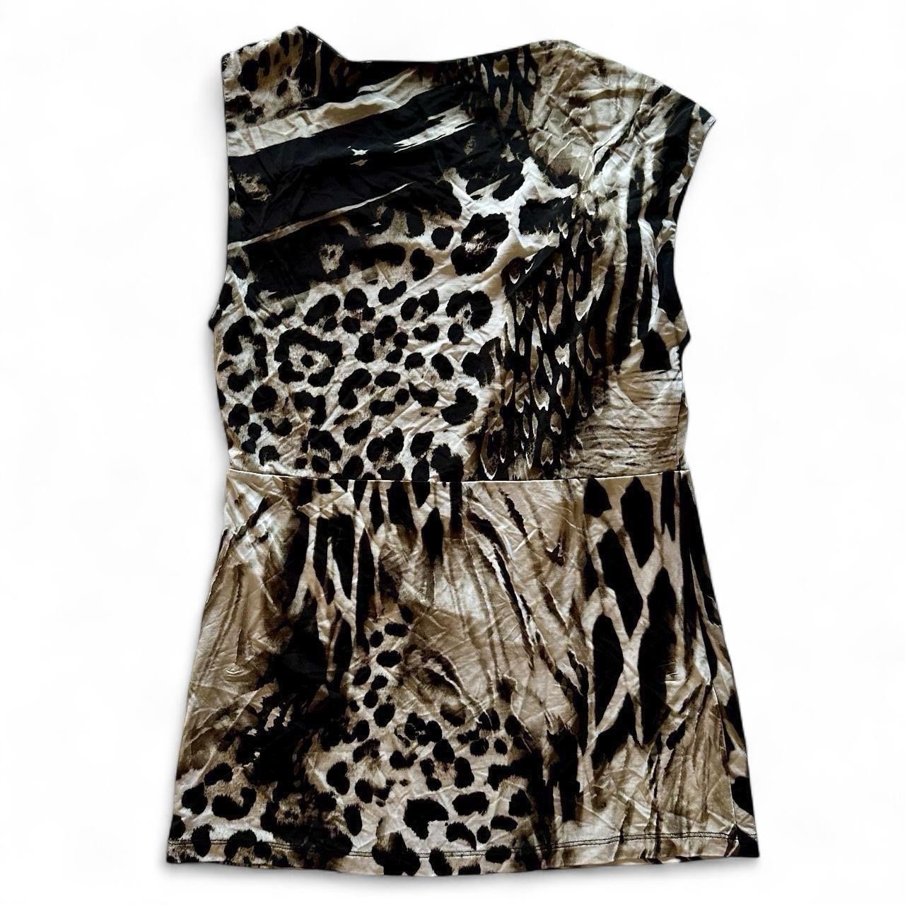 Vintage Y2K Leopard Snake Ring Top Womens AU 8 10 Animal Print Stretch