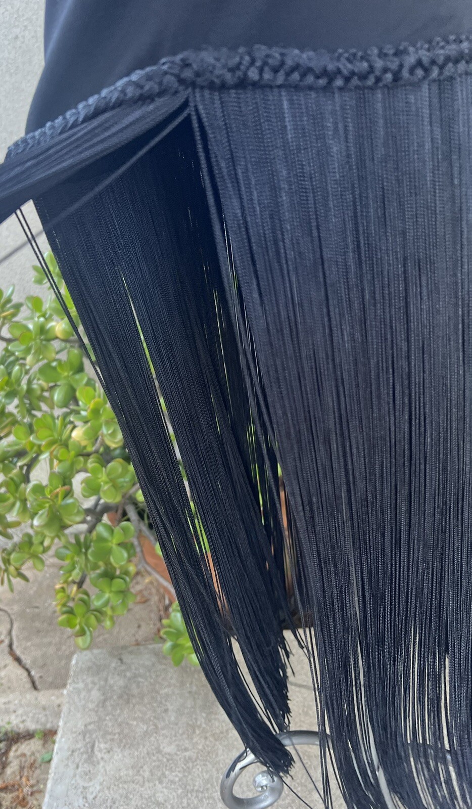 Vtg Maxi Dress Black Long Fringe Jersey Sz 8 Small By Jill Richards