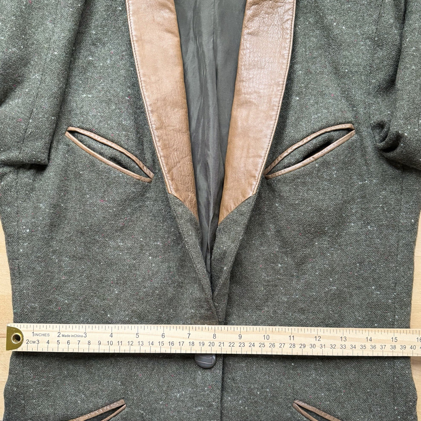 Vintage SEELER West Germany Wool Jacket Nappa Leather Field Coat Trachten Blazer
