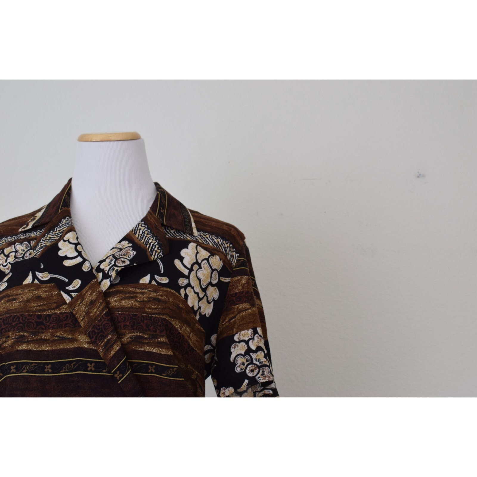 Vintage 90s Black/Brown Rayon Jumpsuit/Romper size 10 | 28-30 waist