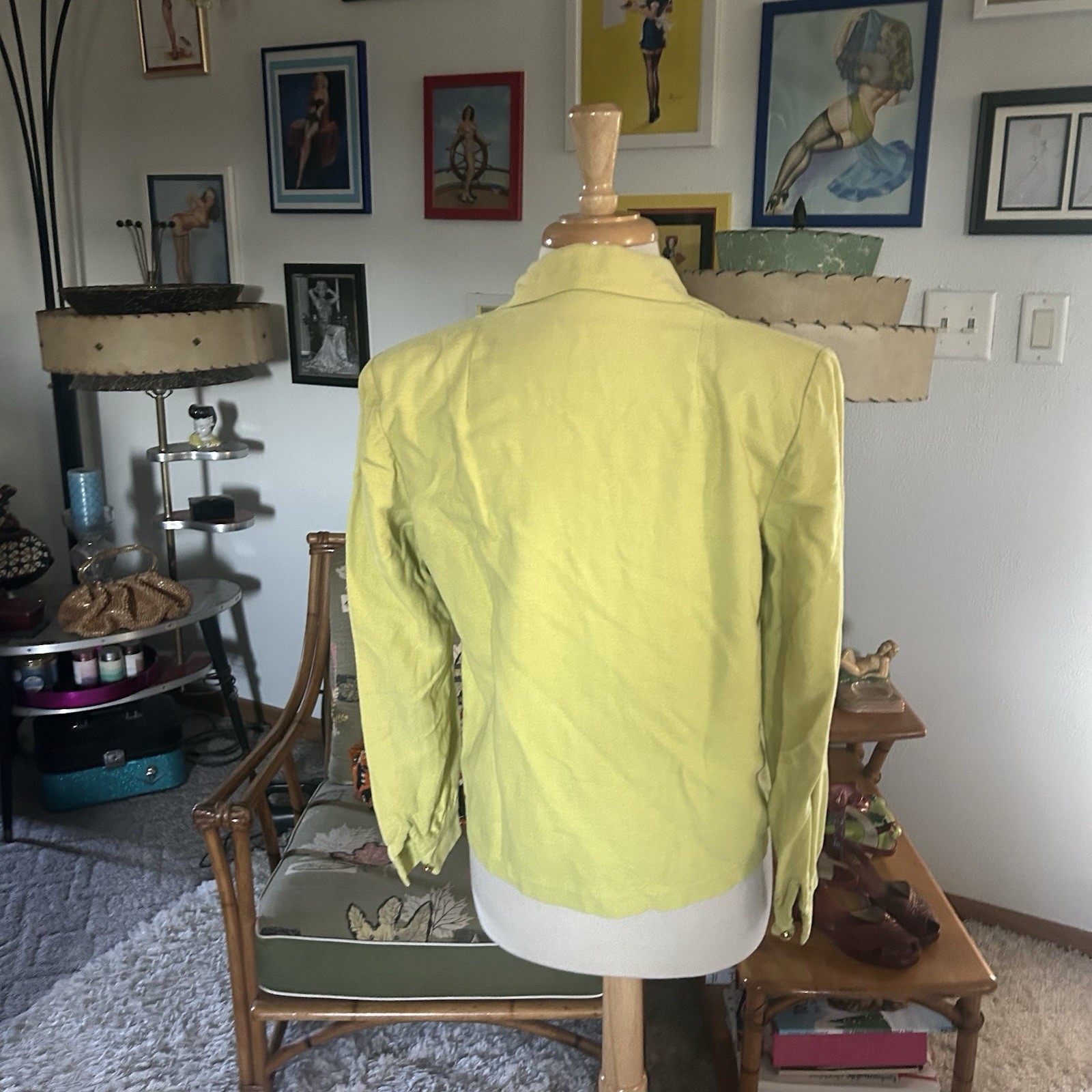 Vintage 1940s Suit Set | Jacket | Skirt | Chartreuse Green | S M | 40s