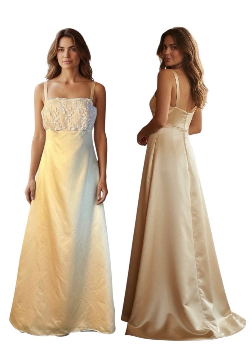 Vintage 90s Y2K Alfred Angelo Dress Sz 9/10 Fairycore Prom Gown Lace Maxi Bridal