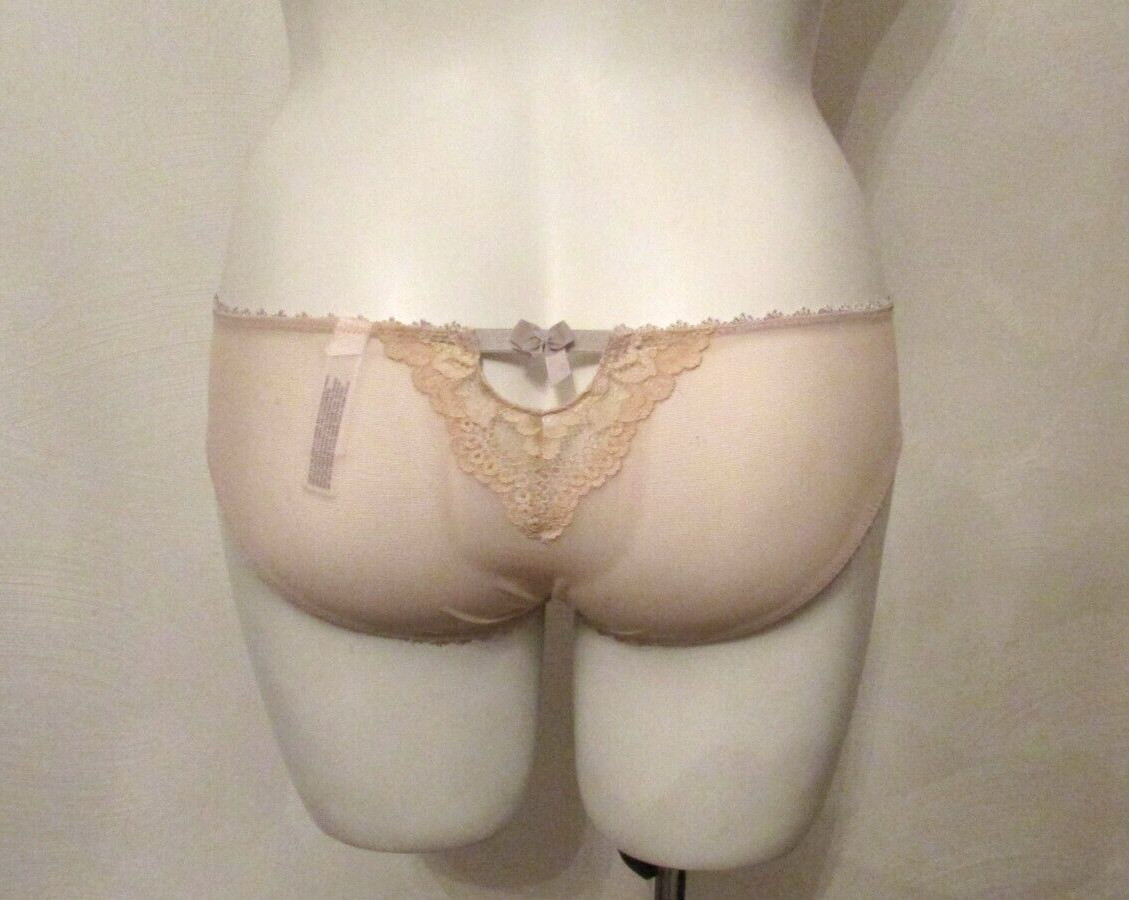 Gilligan & O’Malley Second Skin Satin Sheer Mesh Lace Accent Bikini Panties L