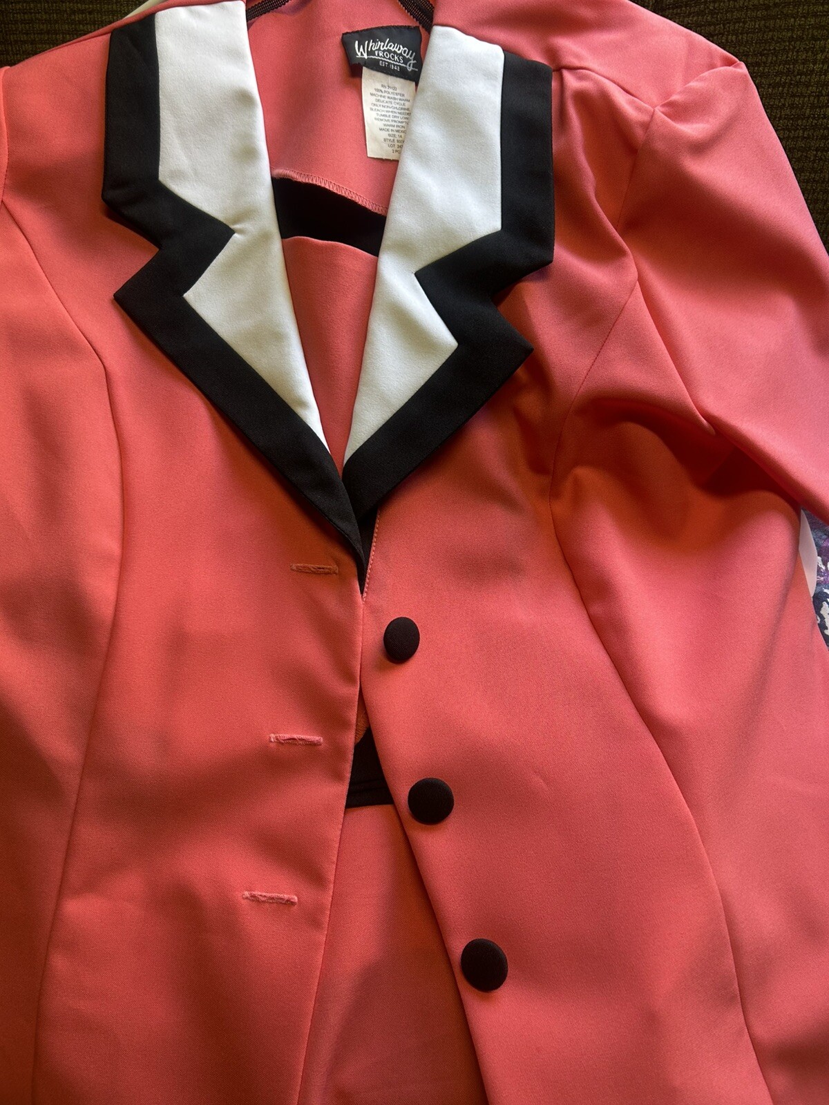 NWOT Vintage Whirlaway Frocks Pink, White Black 2pc Set Skirt & Suit Jacket 14