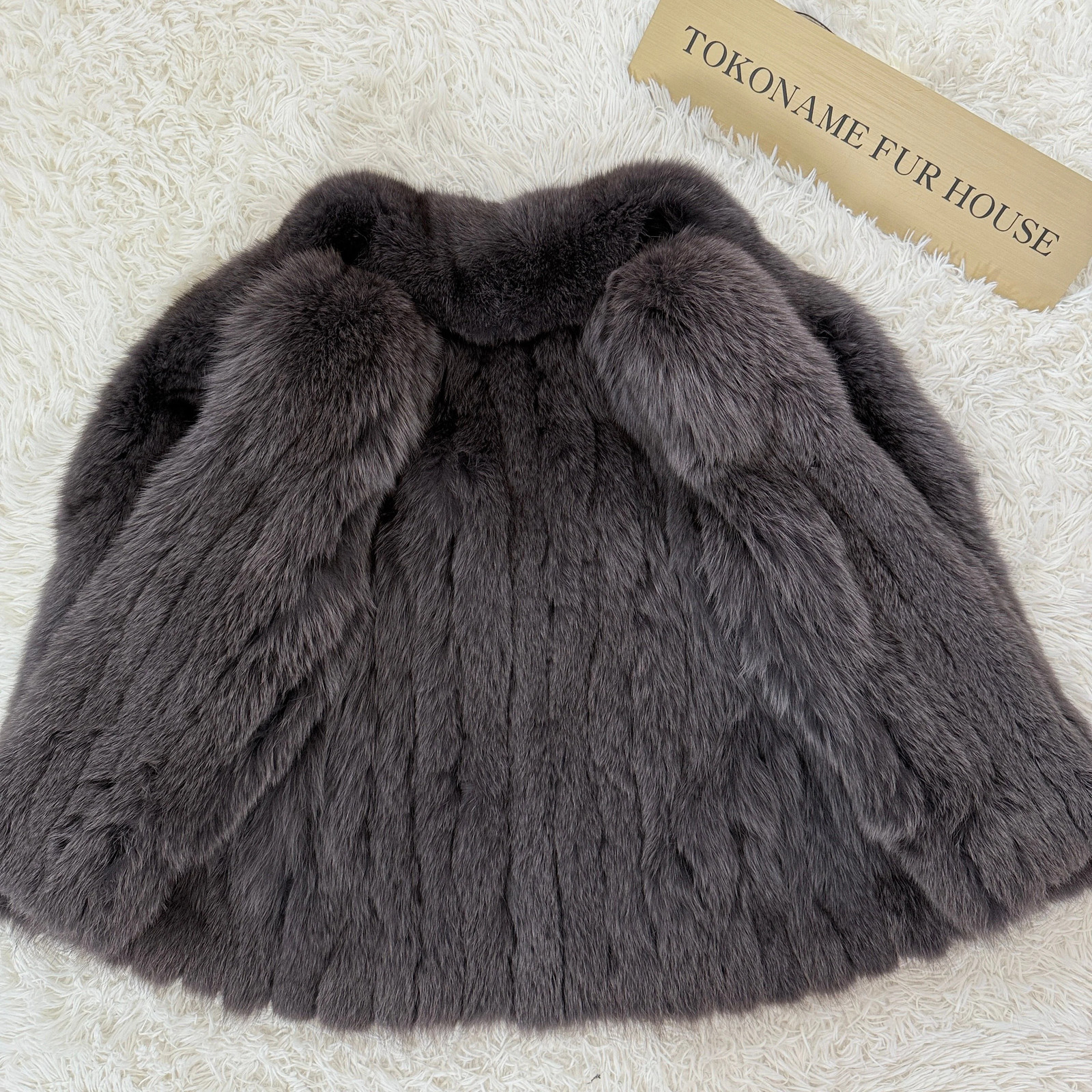 Ash purple Dyd Fox Coat Genuine Vintage Fur Japan