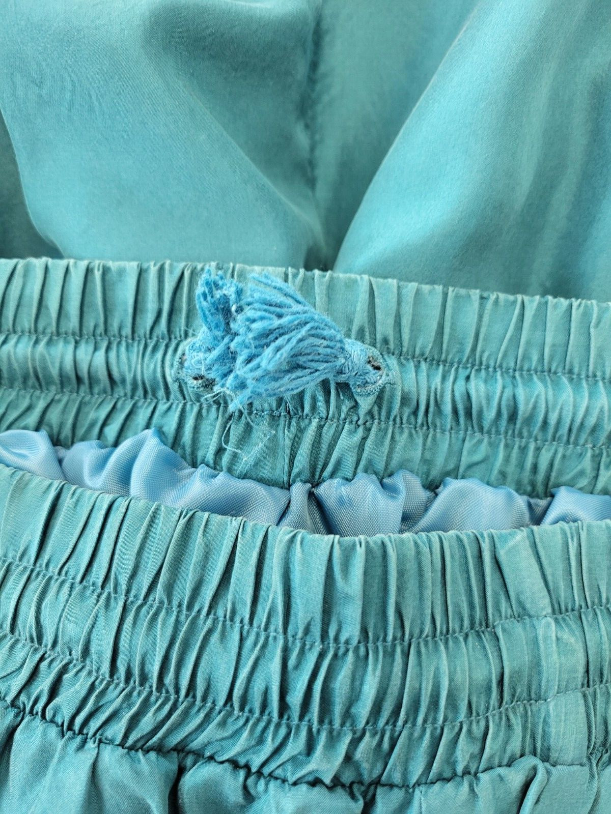 Out Brook Snap Up Track Suit 100% Silk Teal Stripes Boho 80’s Vintage