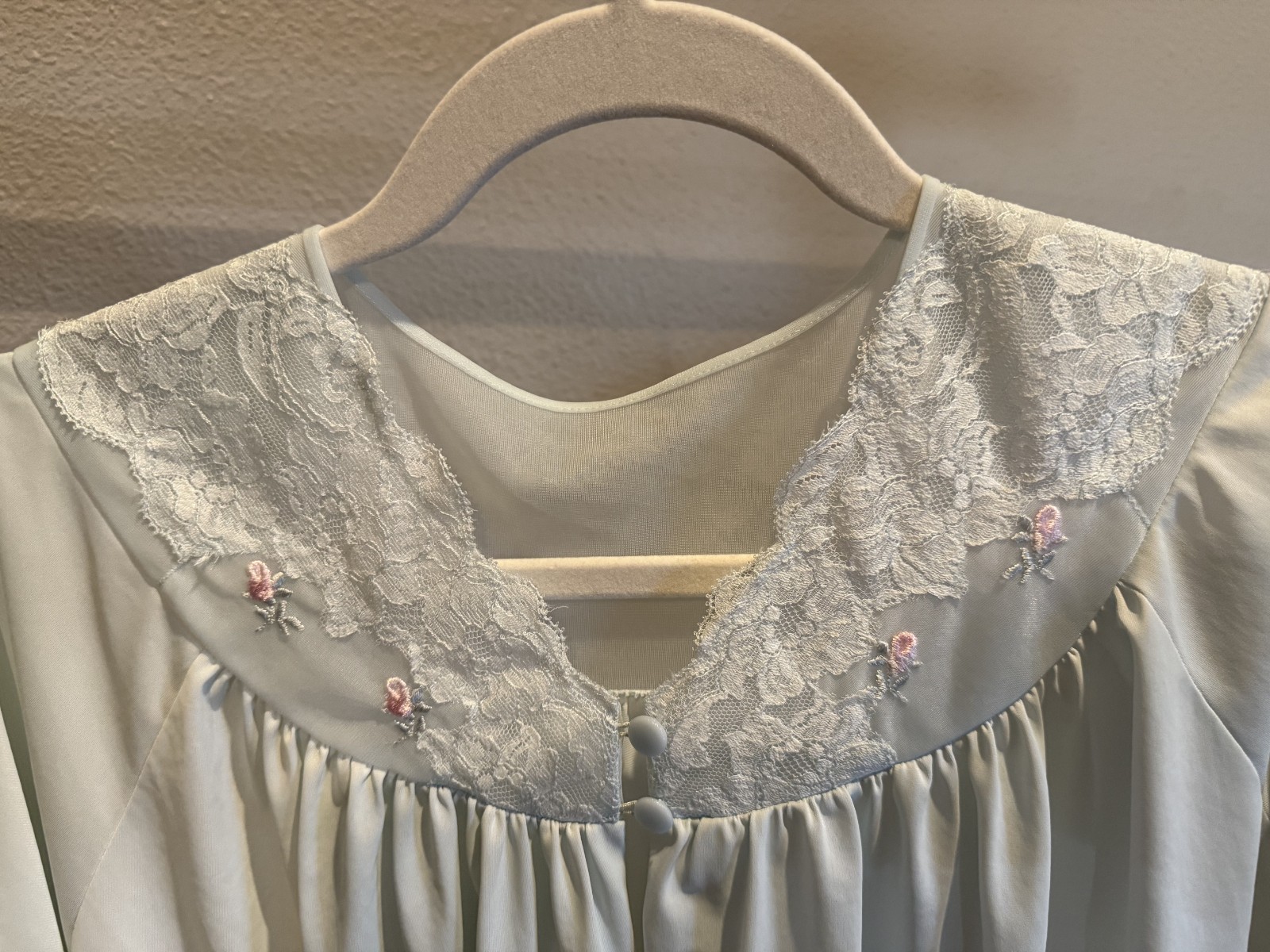 LOT of 3 Women’s Vtg SHADOWLINE Lt Blue Peignoir Nightgown & Robe Set Size S