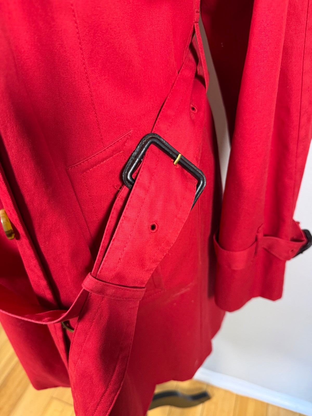 Brooks Brothers 346 Women’s Red Double Breasted Lined Jacket Trench Coat Belted