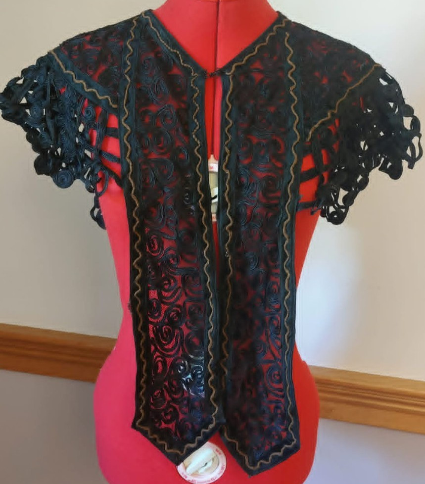 Antique Soutache and lace Victorian Capelet Mourning Cape