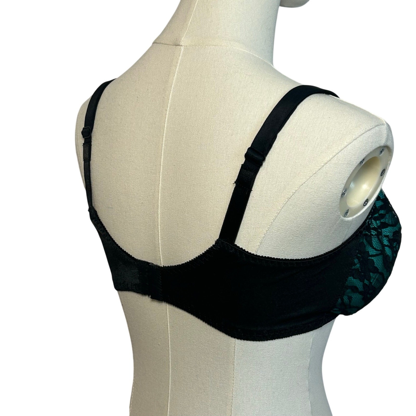 VTG 90s Bestform Black Lace Bullet Bra 38DD Retro Pinup Mid-Century