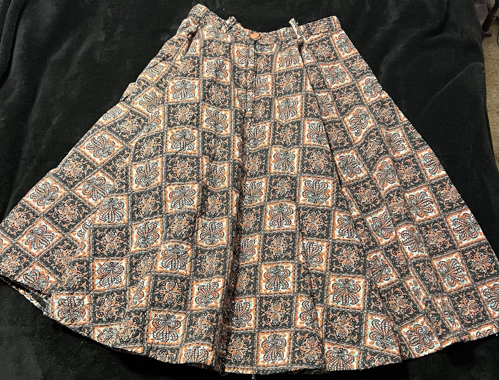True VTG 50s Quilted Rockabilly Circle A-line Fit & Flare Skirt sz S