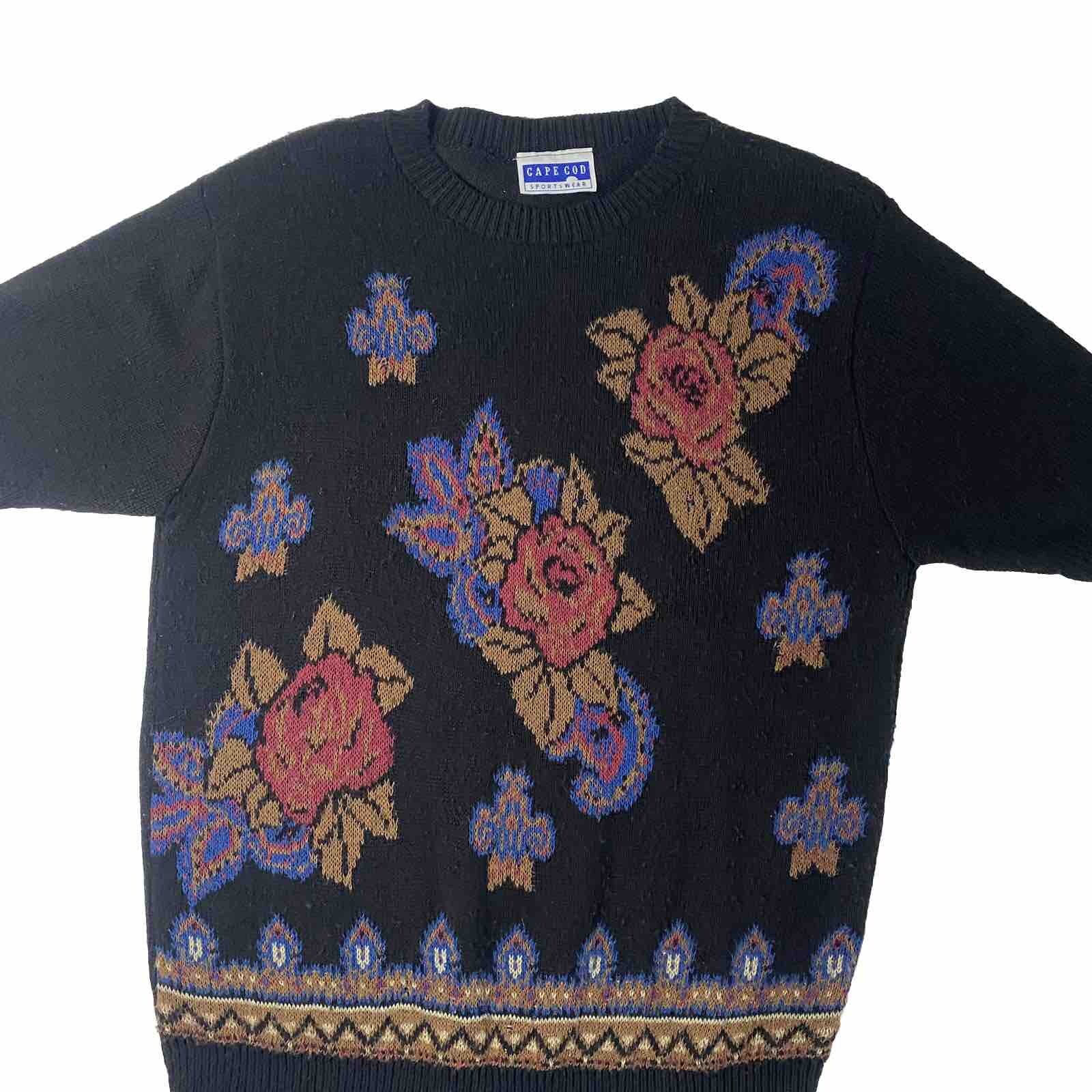 Vintage 90s Cape Cod Art Crewneck Sweatshirt Short Sleeve Shoulder Pads