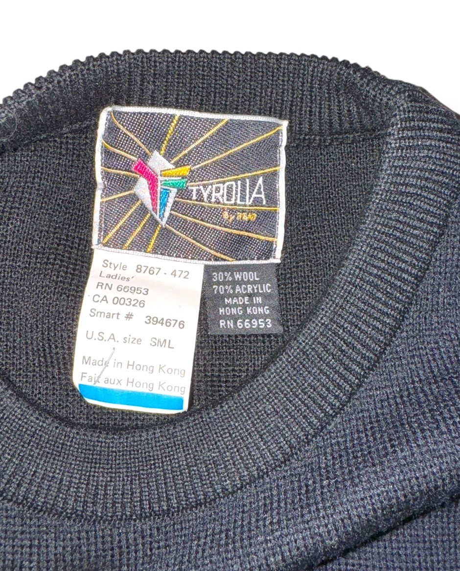 vtg 80s TYROLIA By Head Wool Bl Ski Sweater Pullover Crew Retro Womens Sz S