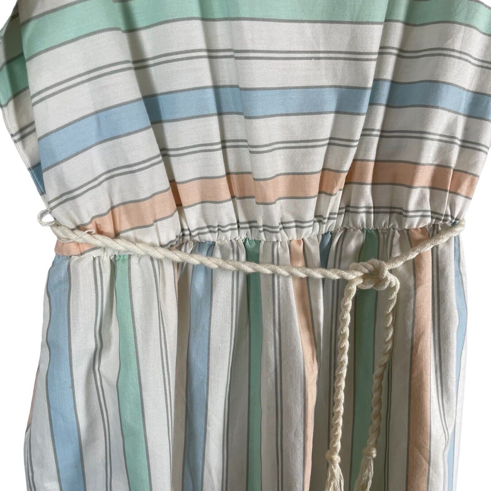 Vintage AMY DEB 70s 80s Pastel Striped MIDI Dress WOMENS SIZE MEDIUM Classic