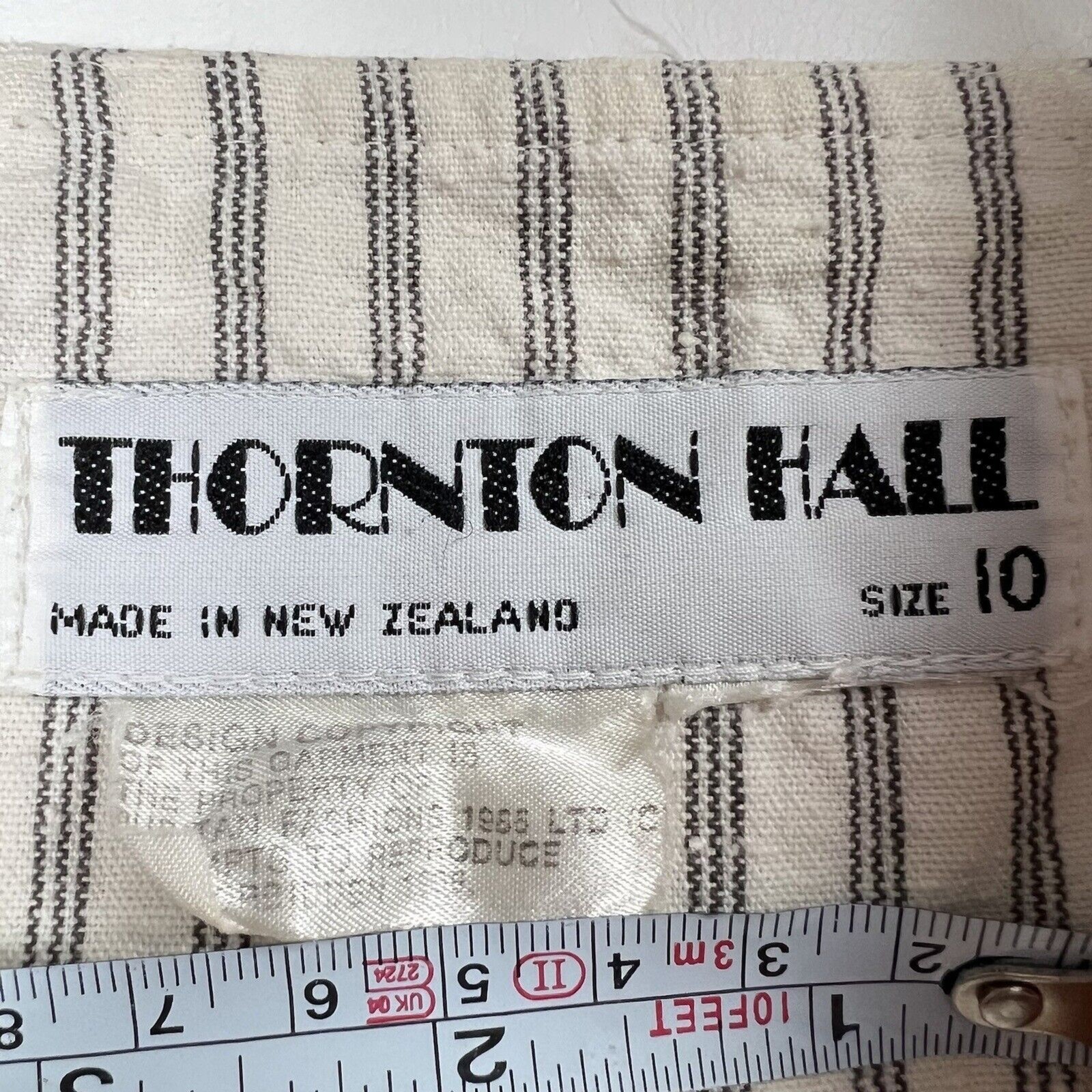 THORNTON HALL Dress VTG 70s New Zealand Button Down Sleeveless Stripe Rare Sz 10